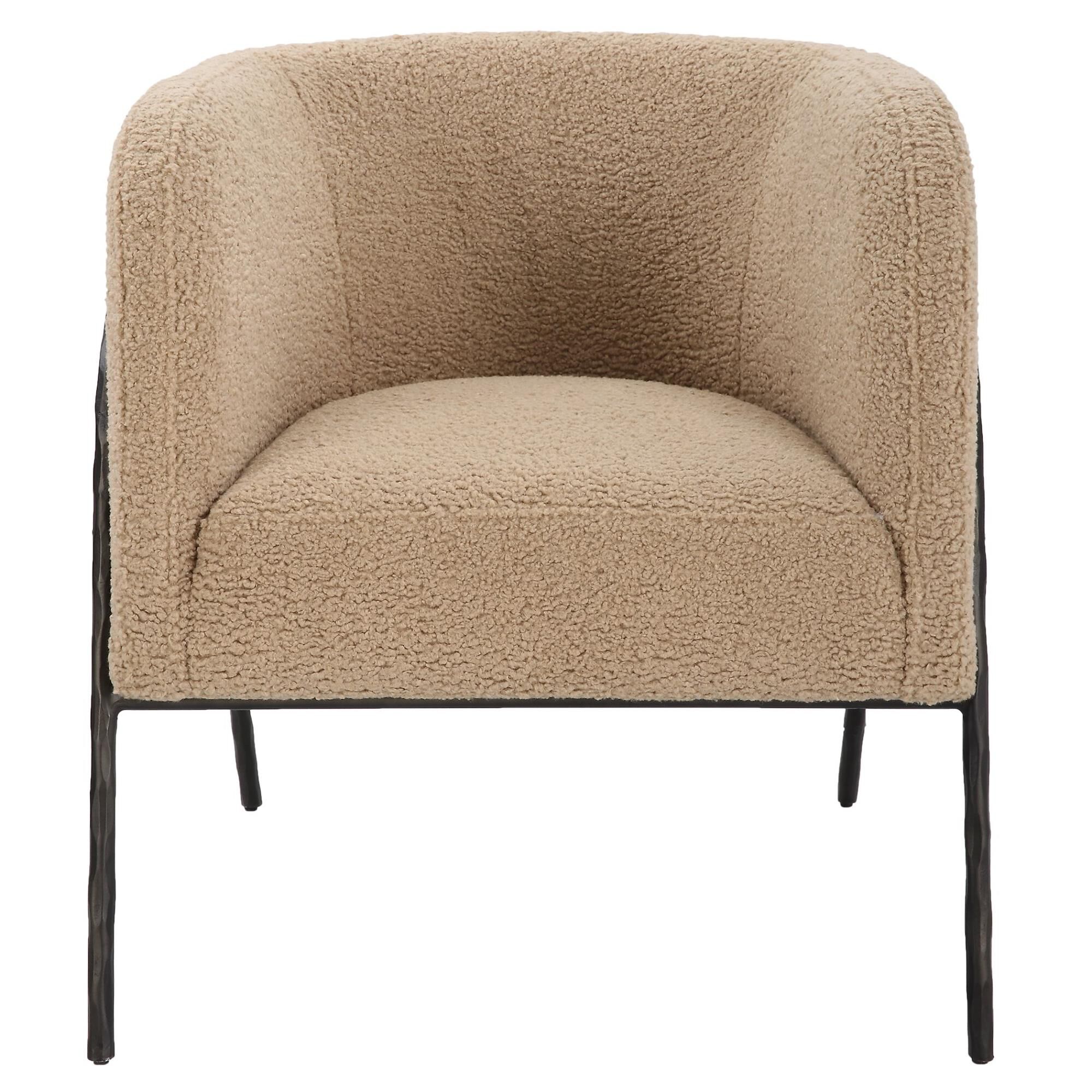 Shown in Inspired By Scandinavian Designs, This Barrel Back Style Chair Showcases Warm Latte Faux Shearling N finish