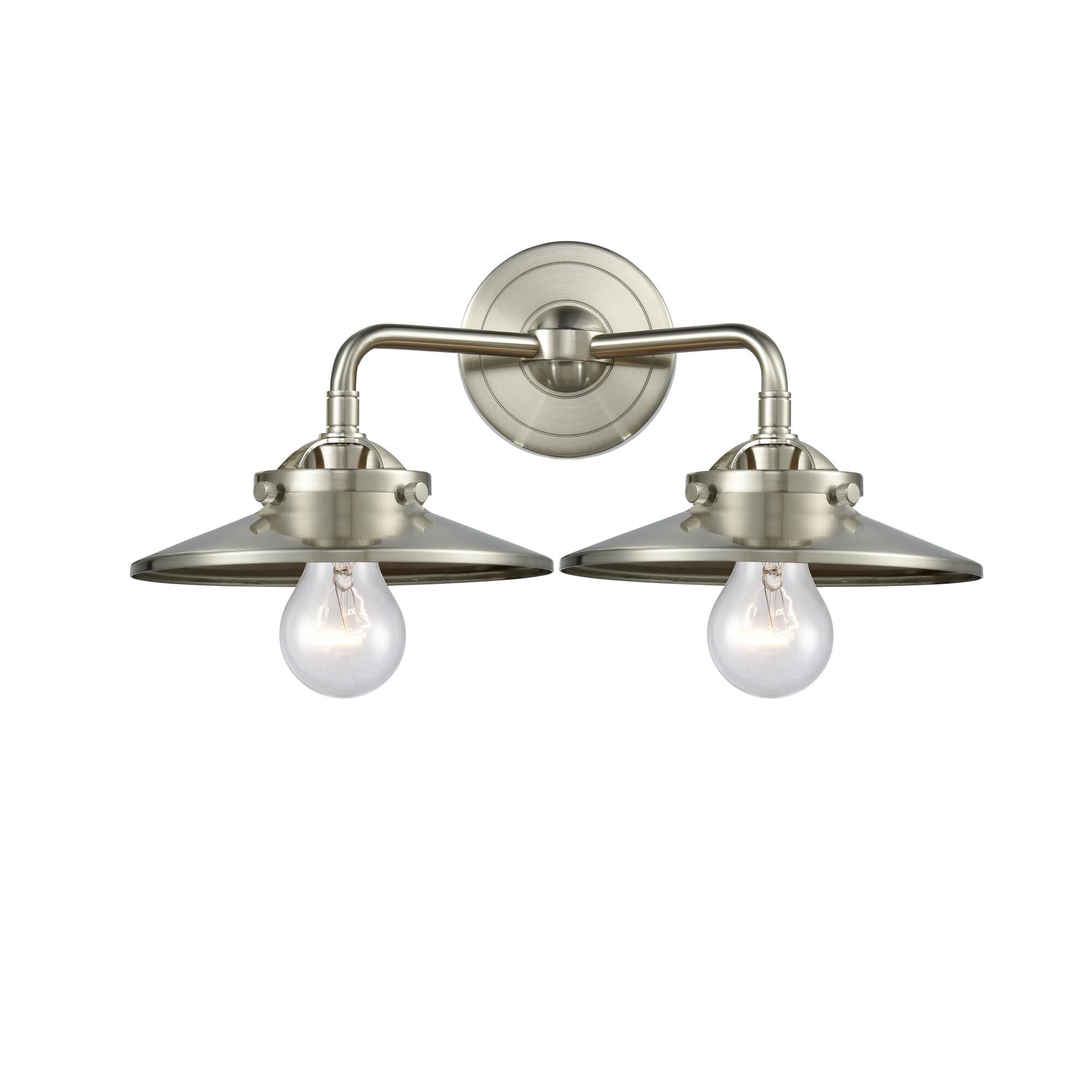 Shown in Brushed Satin Nickel finish and Metal - Brushed Satin Nickel shade