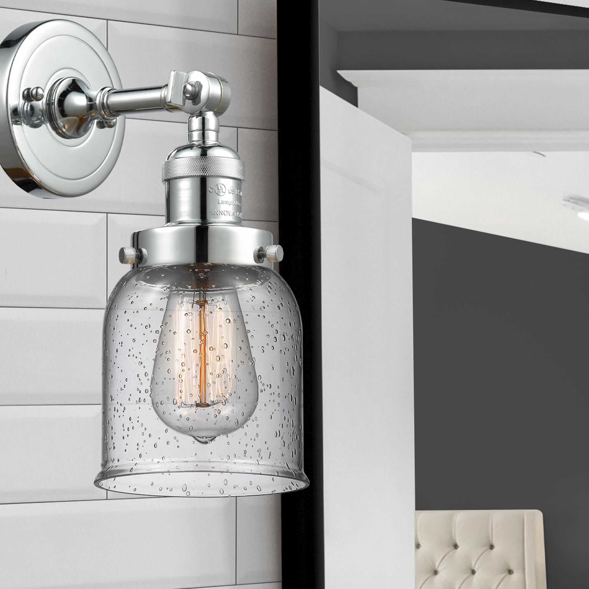 Shown in Polished Chrome finish and Seedy glass