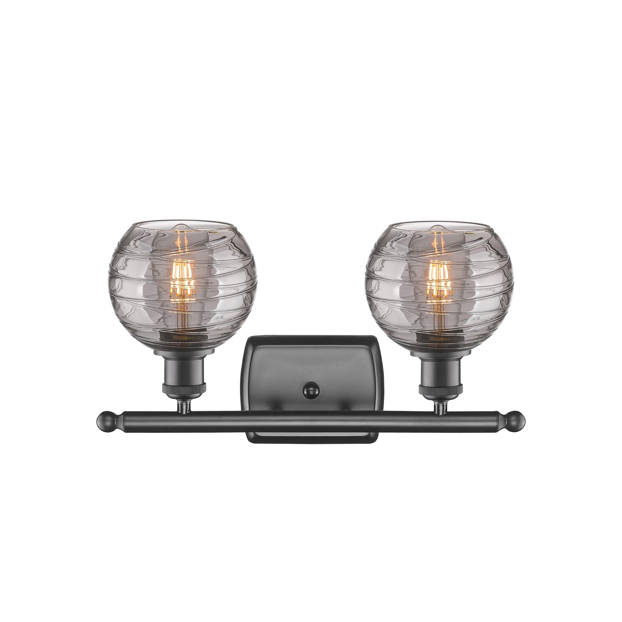 Shown in Oil Rubbed Bronze finish and Light Smoke Deco Swirl glass