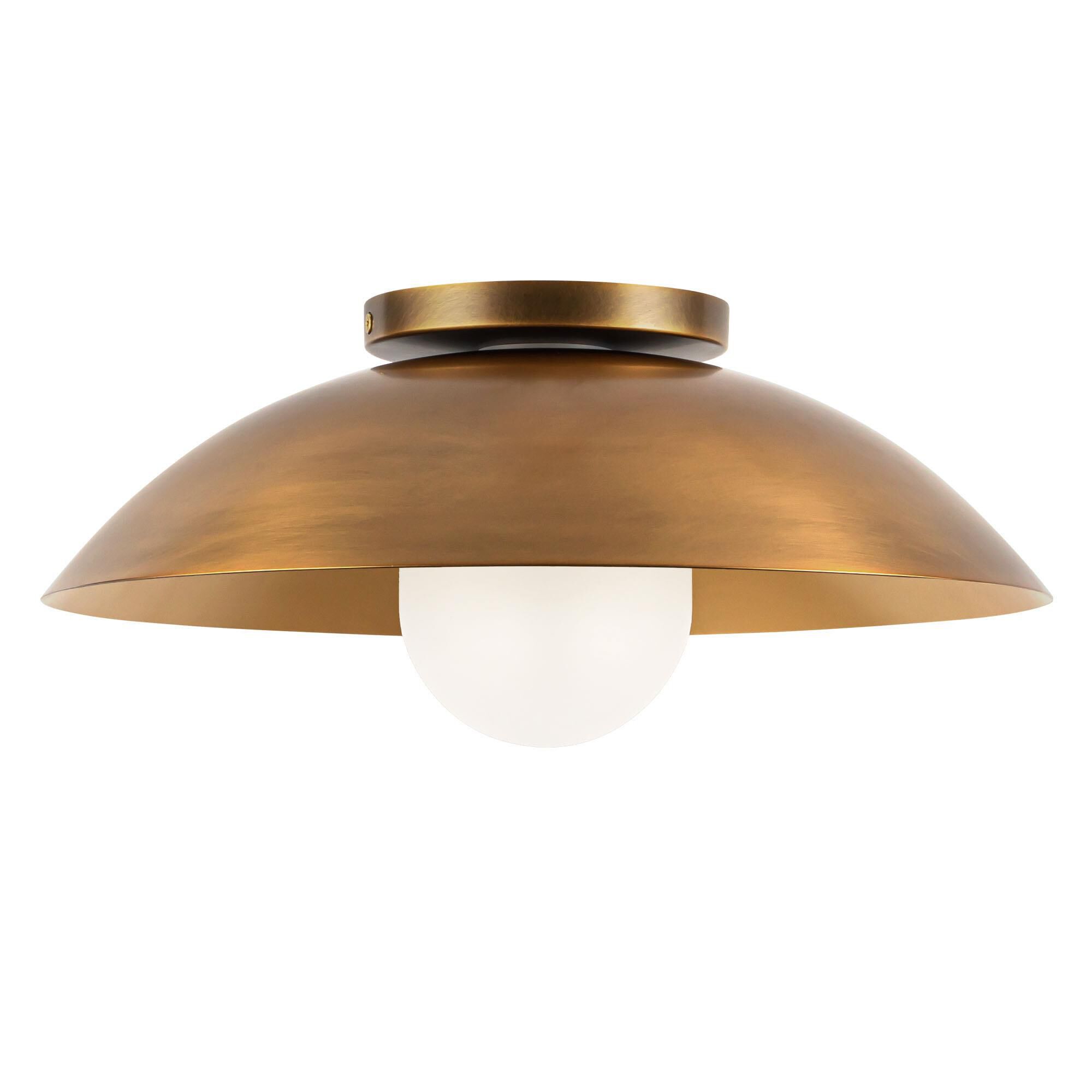 Shown in Vintage Brass finish and Matte Opal glass