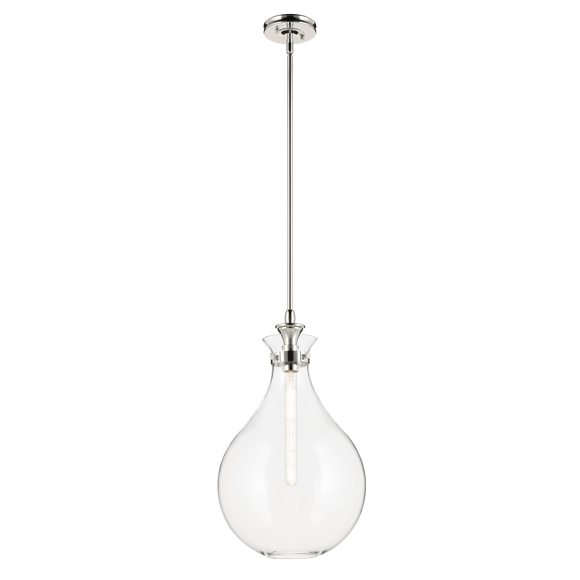 Shown in Polished Nickel finish and Clear glass