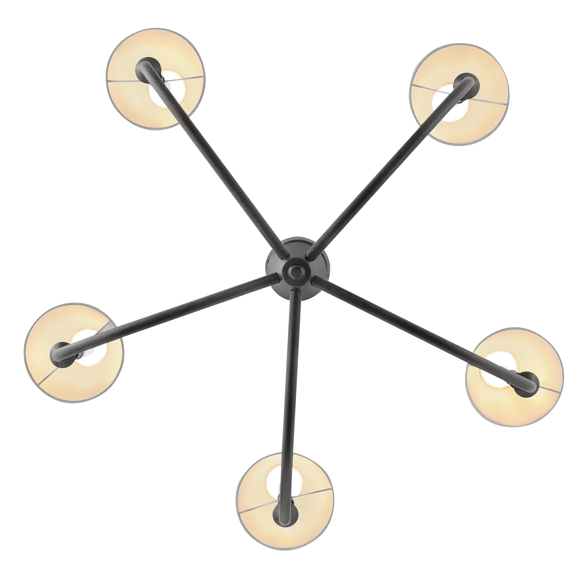 Shown in Blackened Brass finish and Off-White Linen shade