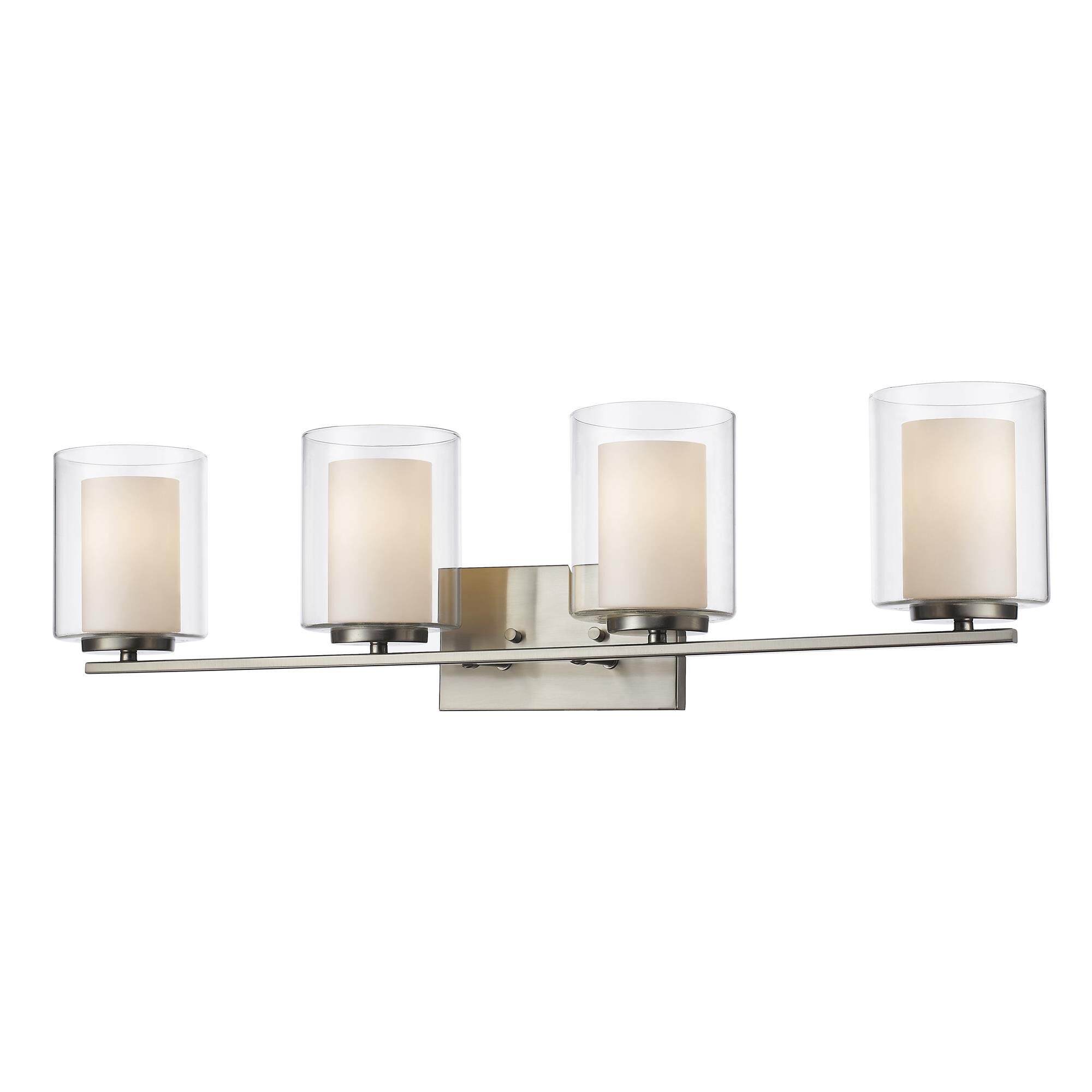 Shown in Brushed Nickel finish and Glass shade