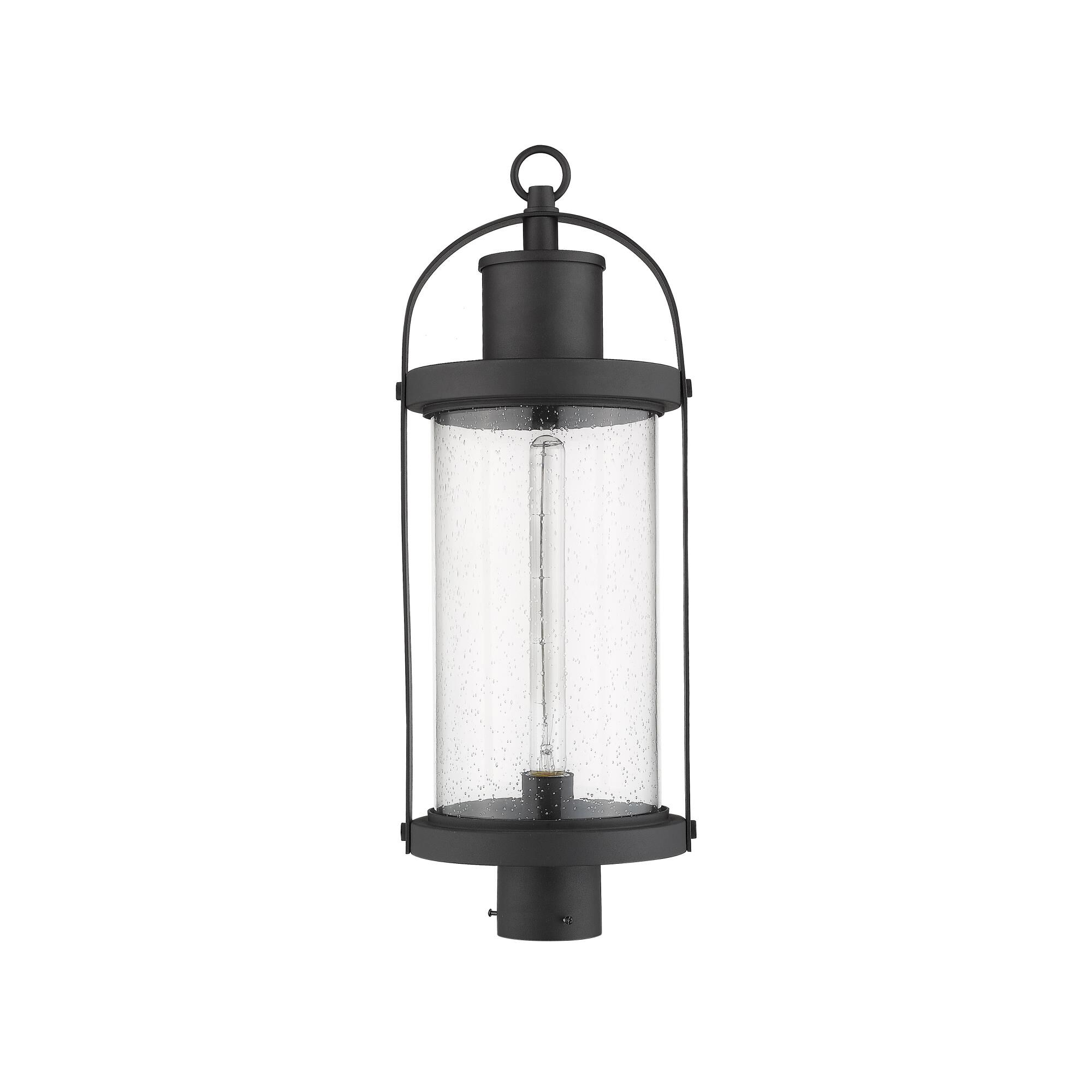 Shown in Black finish and Glass shade