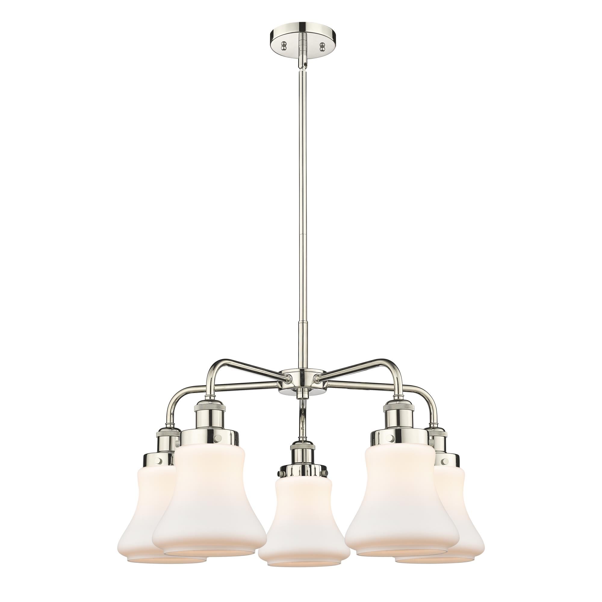 Shown in Polished Nickel finish and Matte White glass