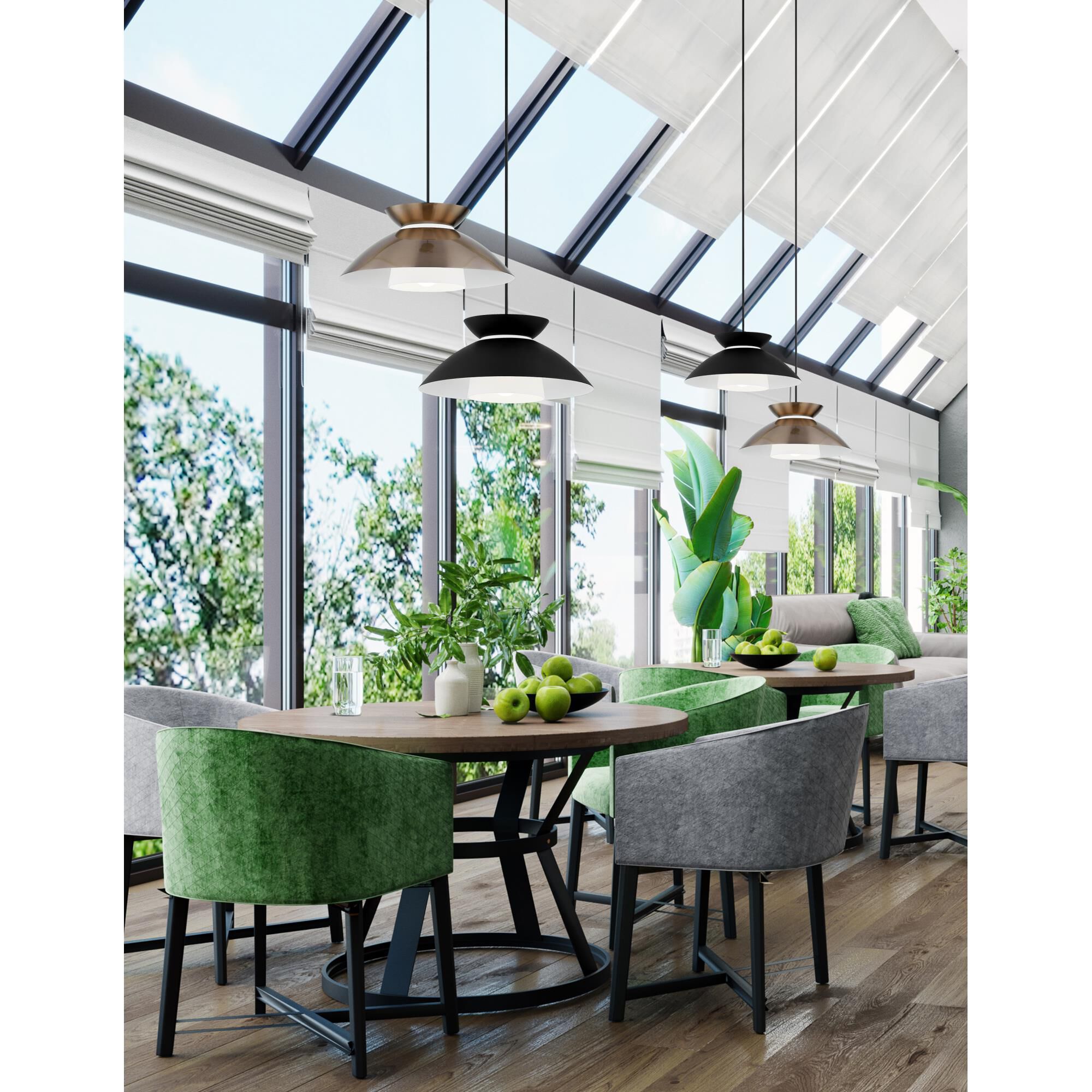 Shown in Brushed Brass finish and Opal glass