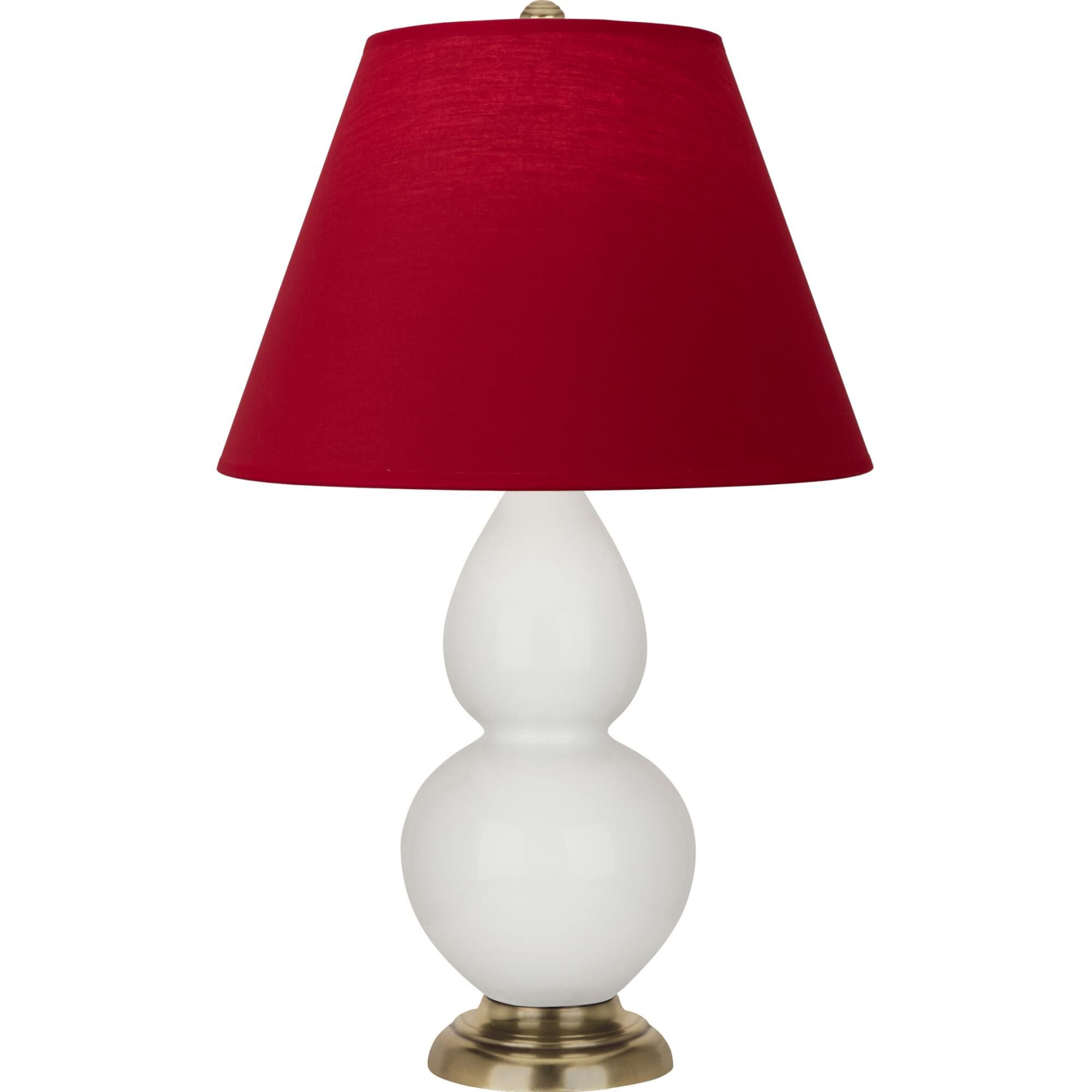 Shown in Lily finish and Rose Red with Ink Black Lining Fabric shade and Antique Natural Brass accent