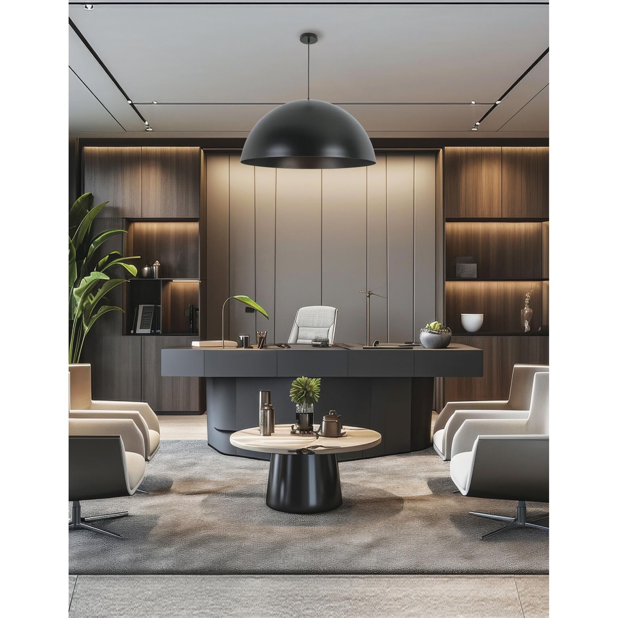 Shown in Matte Black finish and Matte Black shade