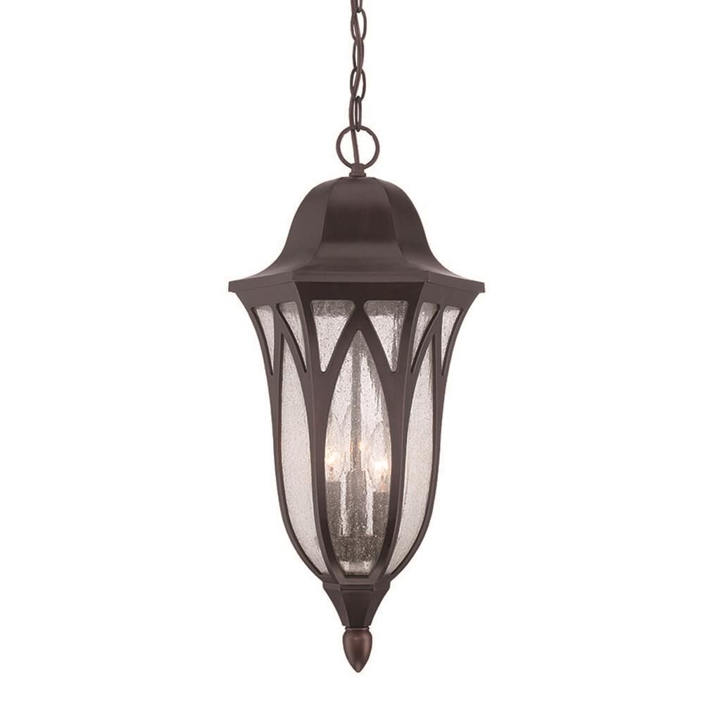Shown in Oil Rubbed Bronze finish and Clear glass and Clear Seeded Glass Panes shade