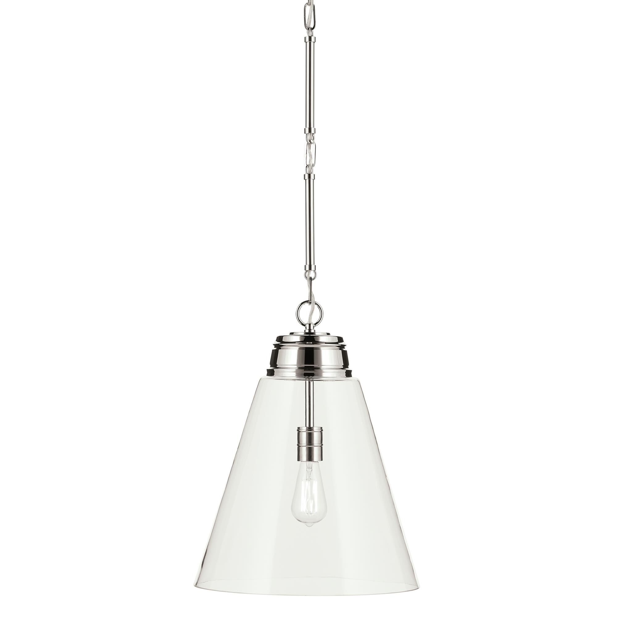 Shown in Polished Nickel finish and Clear glass