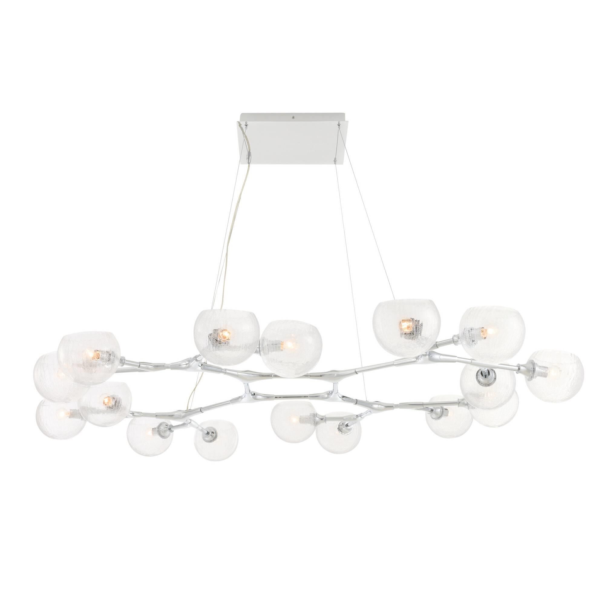 Shown in Chrome finish and Clear Crackle glass