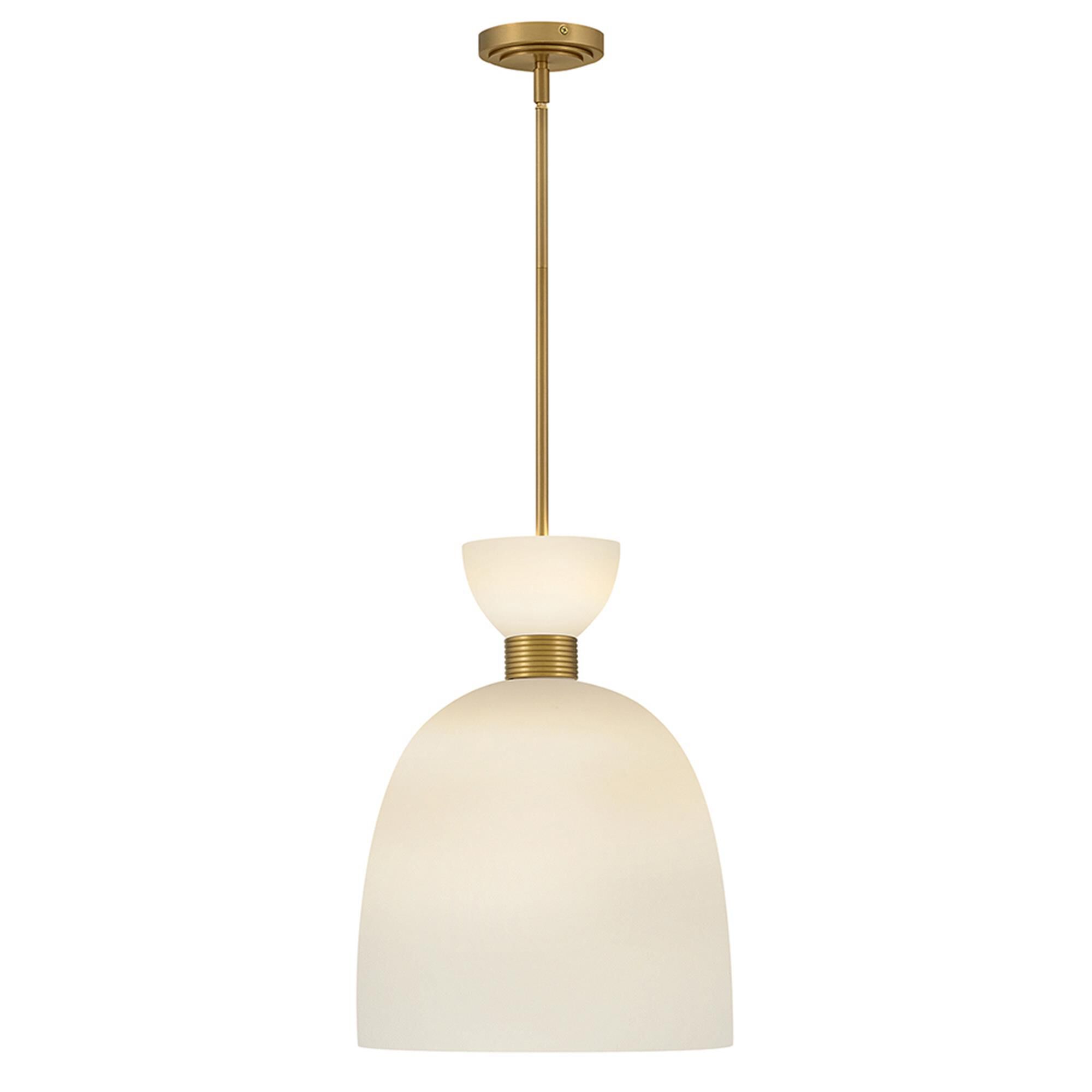 Shown in Lacquered Brass finish and Etched Opal glass