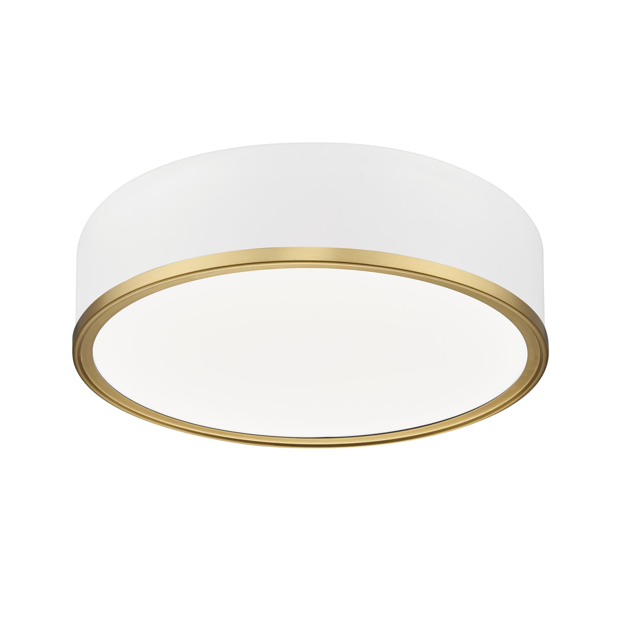 Shown in Matte White + Modern Gold finish and Frosted glass and Frosted shade