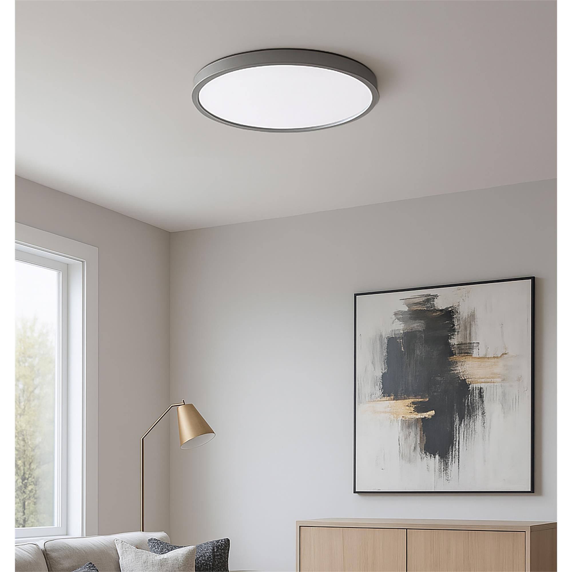 Shown in Satin Nickel finish and White Acrylic glass