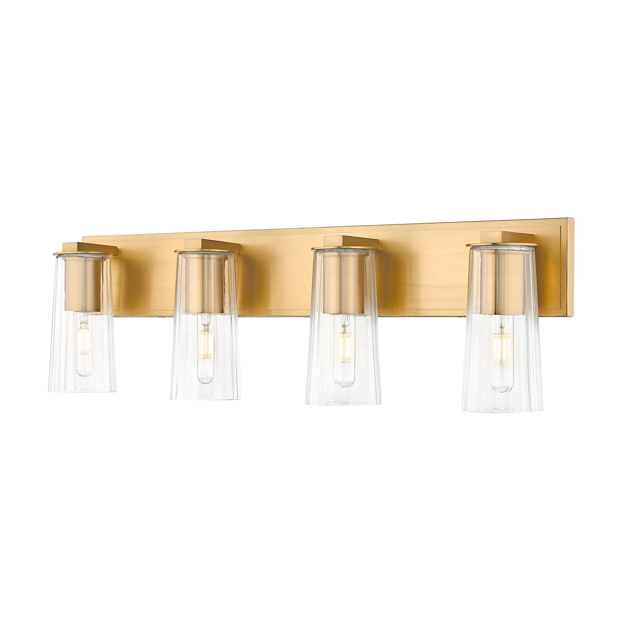 Shown in Modern Gold finish and Clear glass and Clear shade