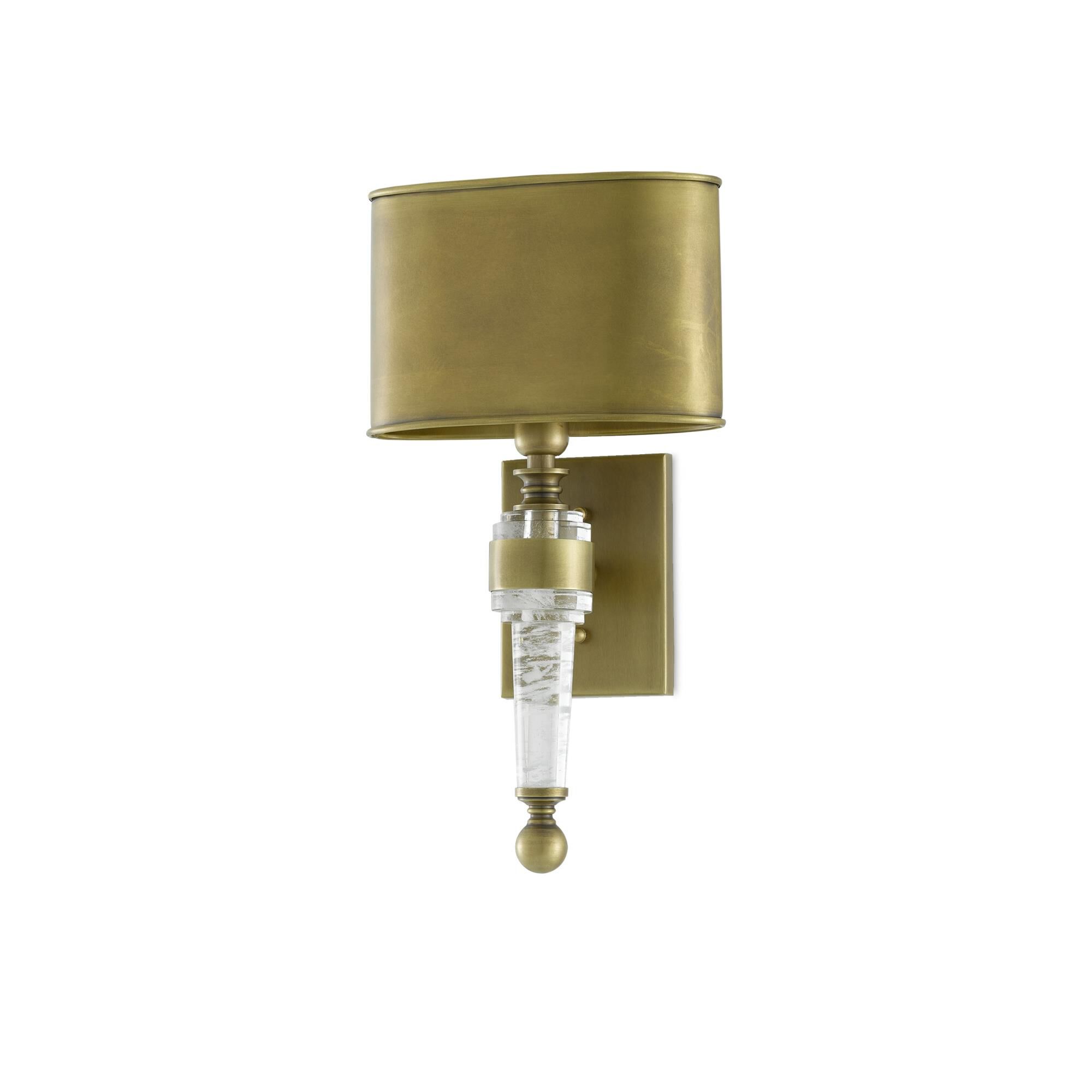 Shown in Antique Brass finish and Antique Brass Metal shade