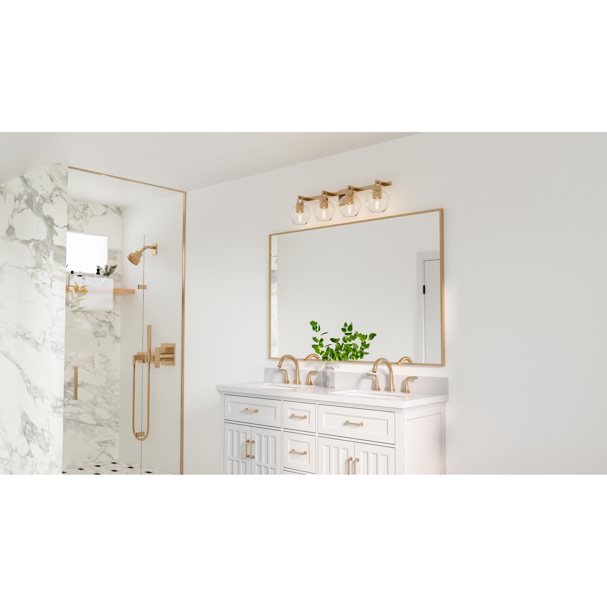 Shown in Bronze Gold finish and Clear Faceted glass