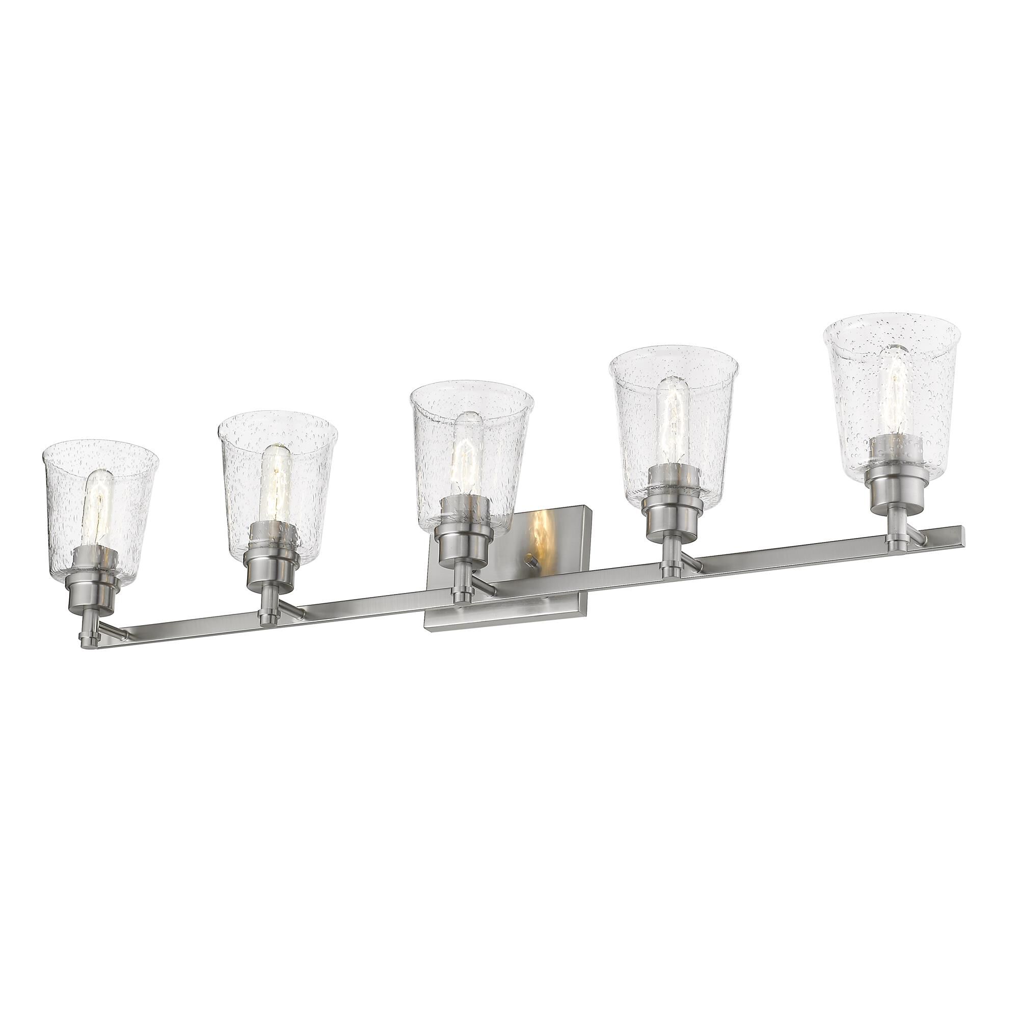 Shown in Brushed Nickel finish and Glass shade