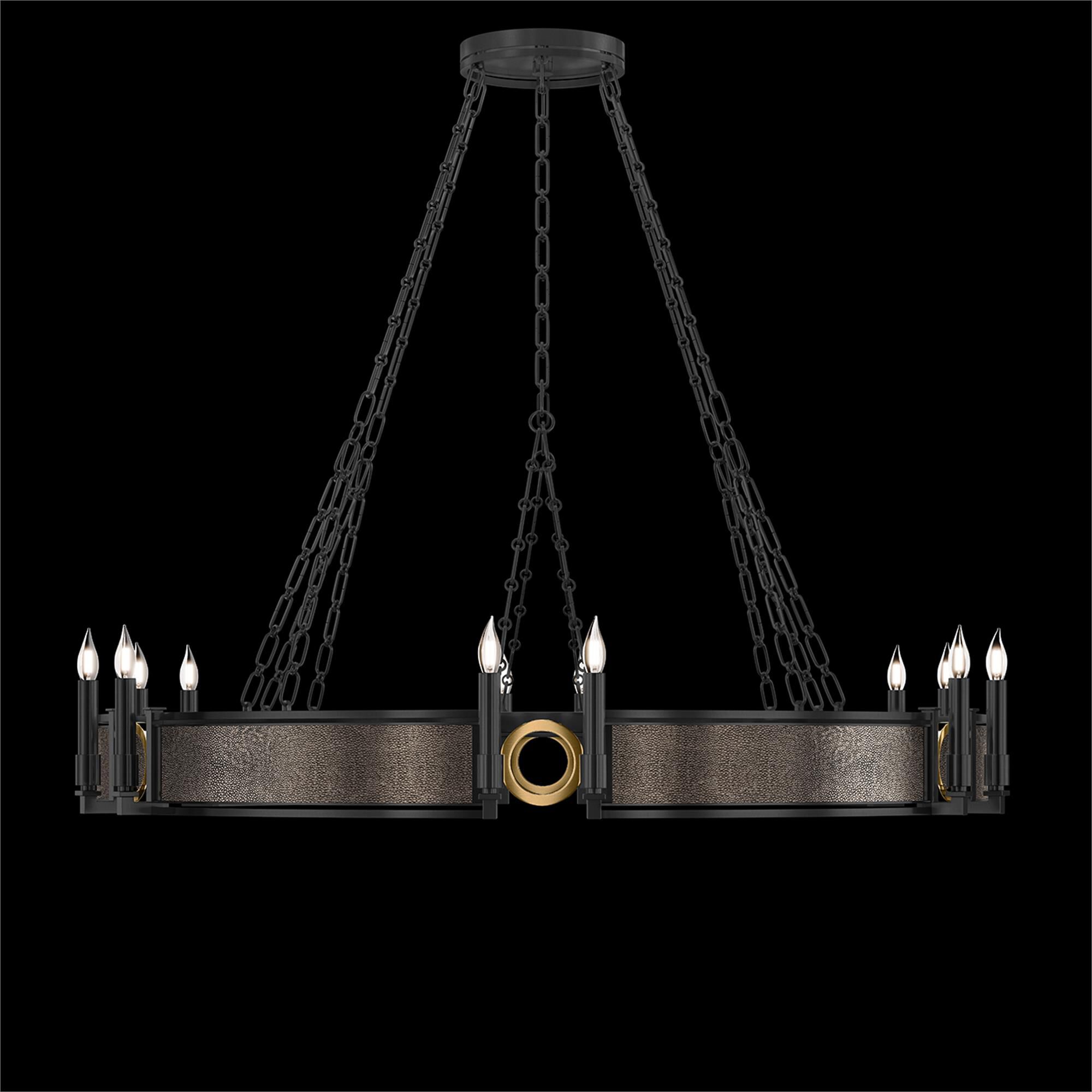 Shown in Black Iron and Brass  finish and Pebble accent