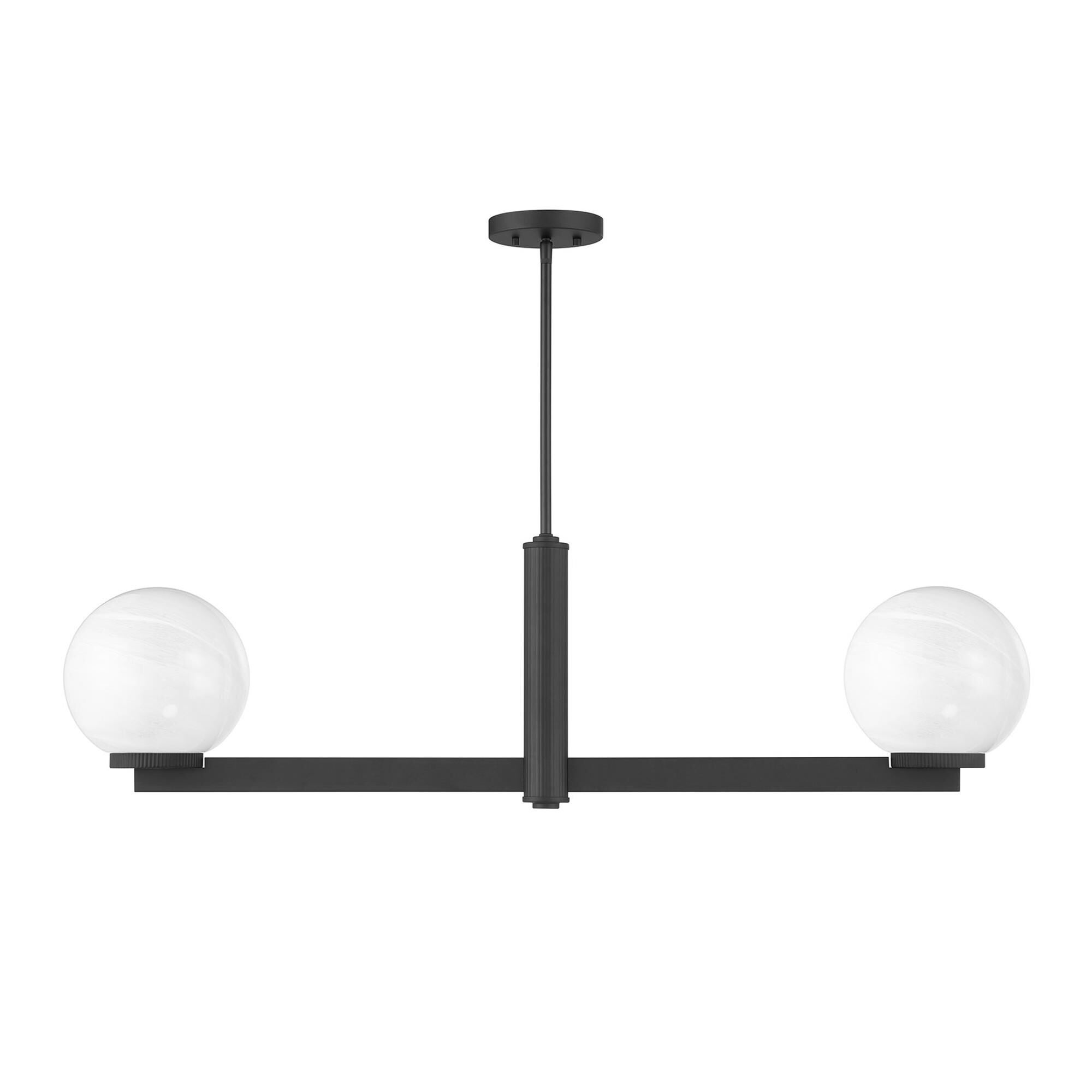 Shown in Matte Black finish and White Strie glass