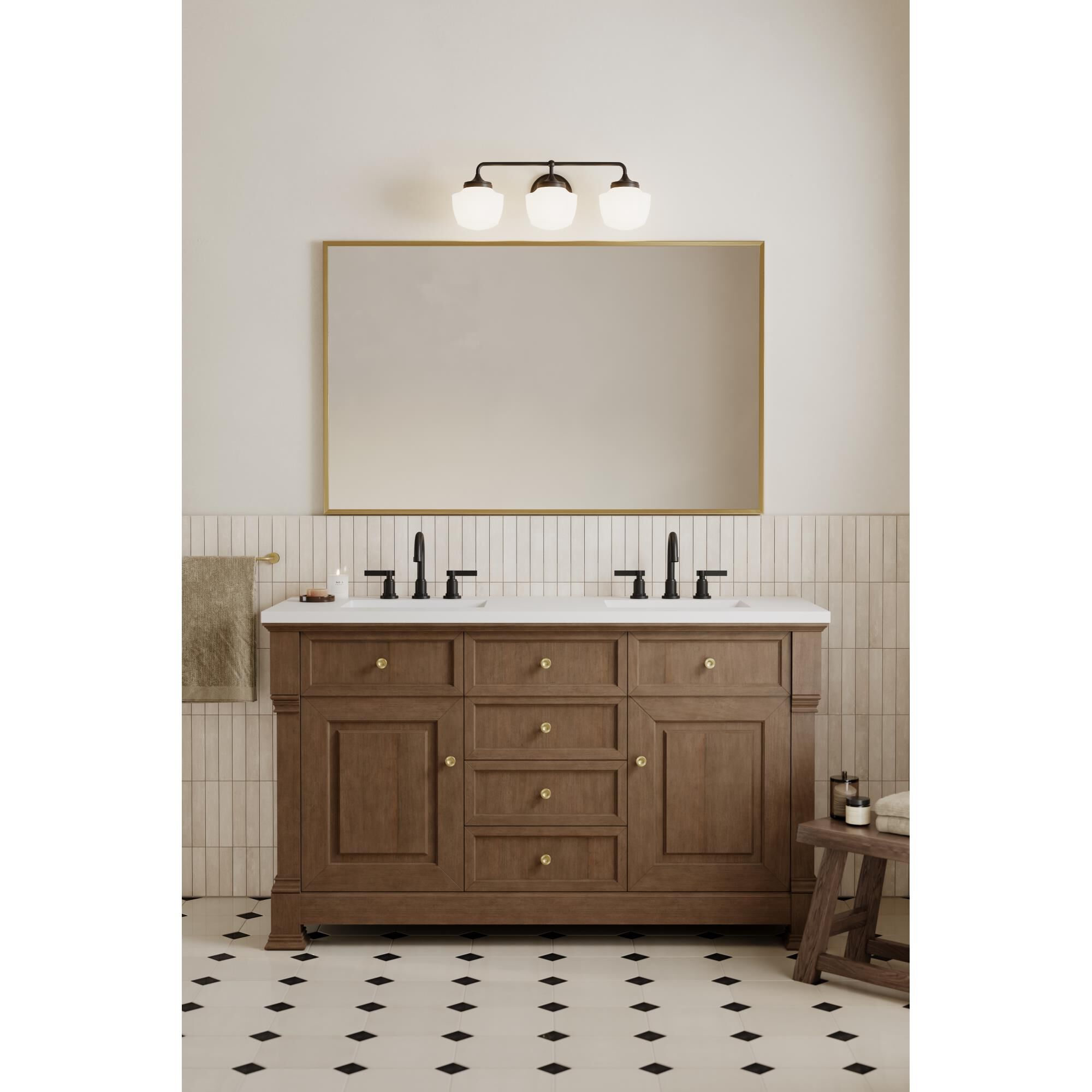 Shown in Dark Matte Black finish and Etched Opal glass