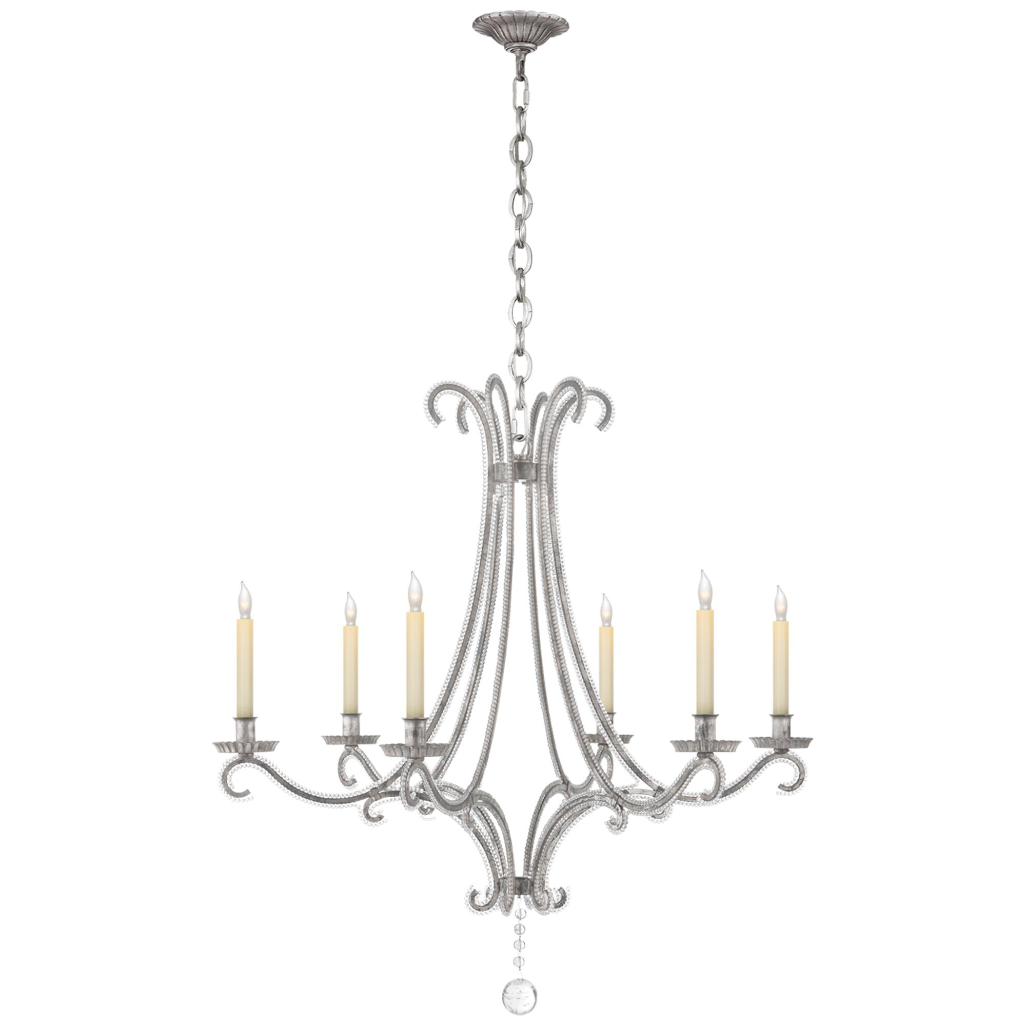Shown in Burnished Silver Leaf finish and Crystal glass