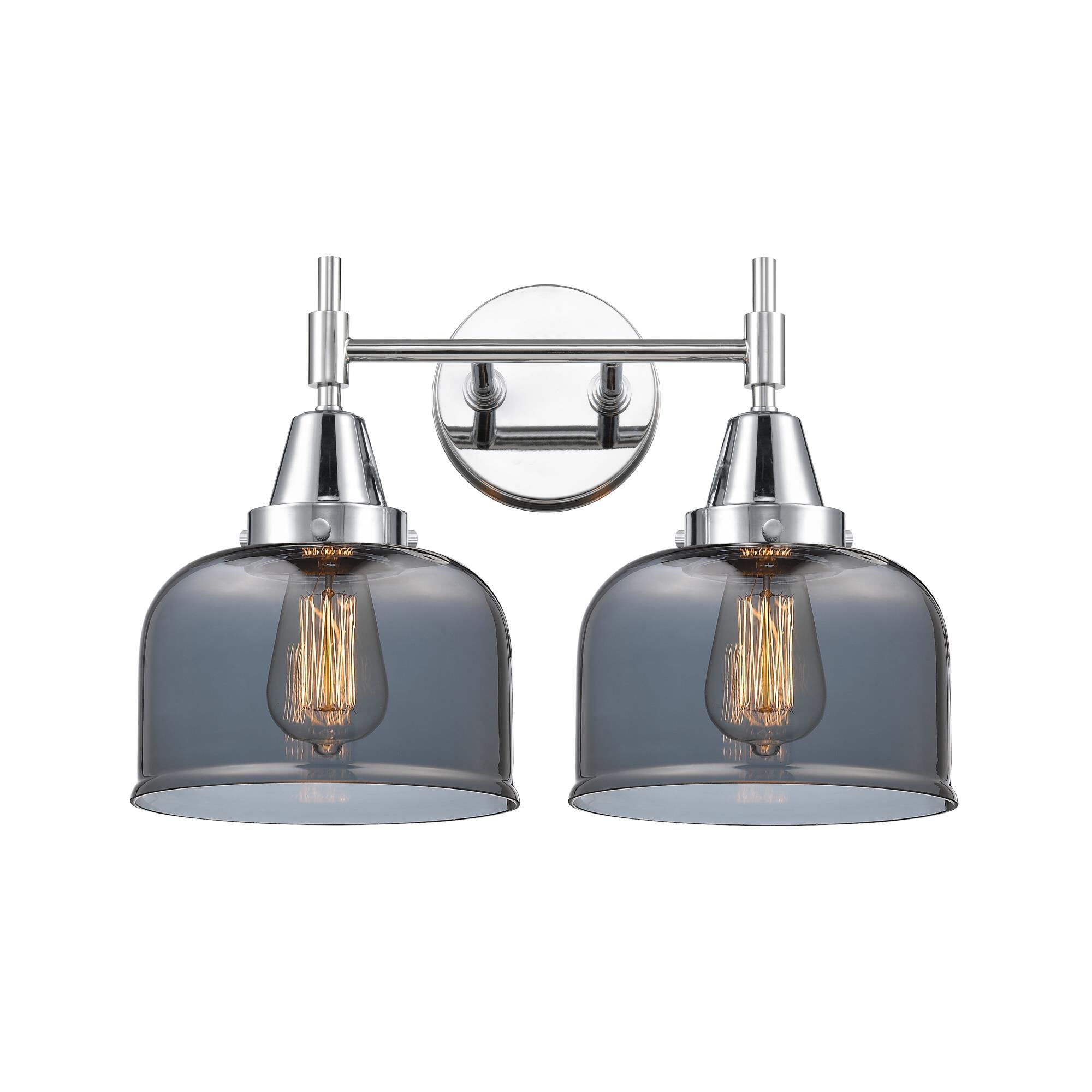 Shown in Polished Chrome finish and Plated Smoke Large Cone glass