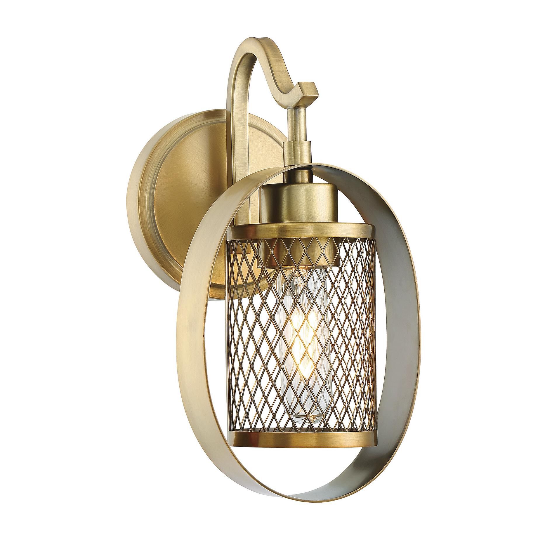 Shown in Natural Brass finish and Natural Brass Metal Mesh shade