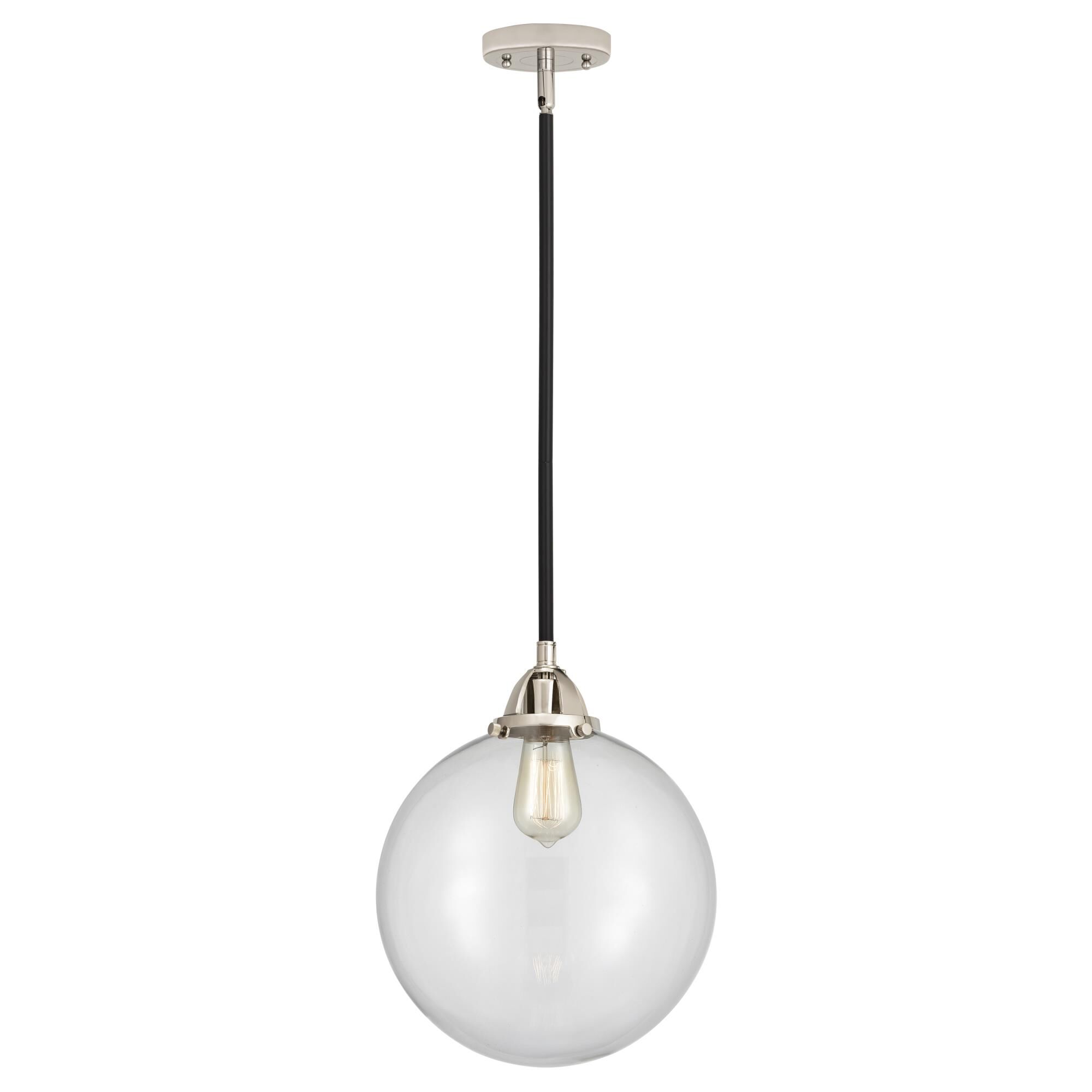 Shown in Black Polished Nickel finish and Clear Beacon glass and No Shade shade