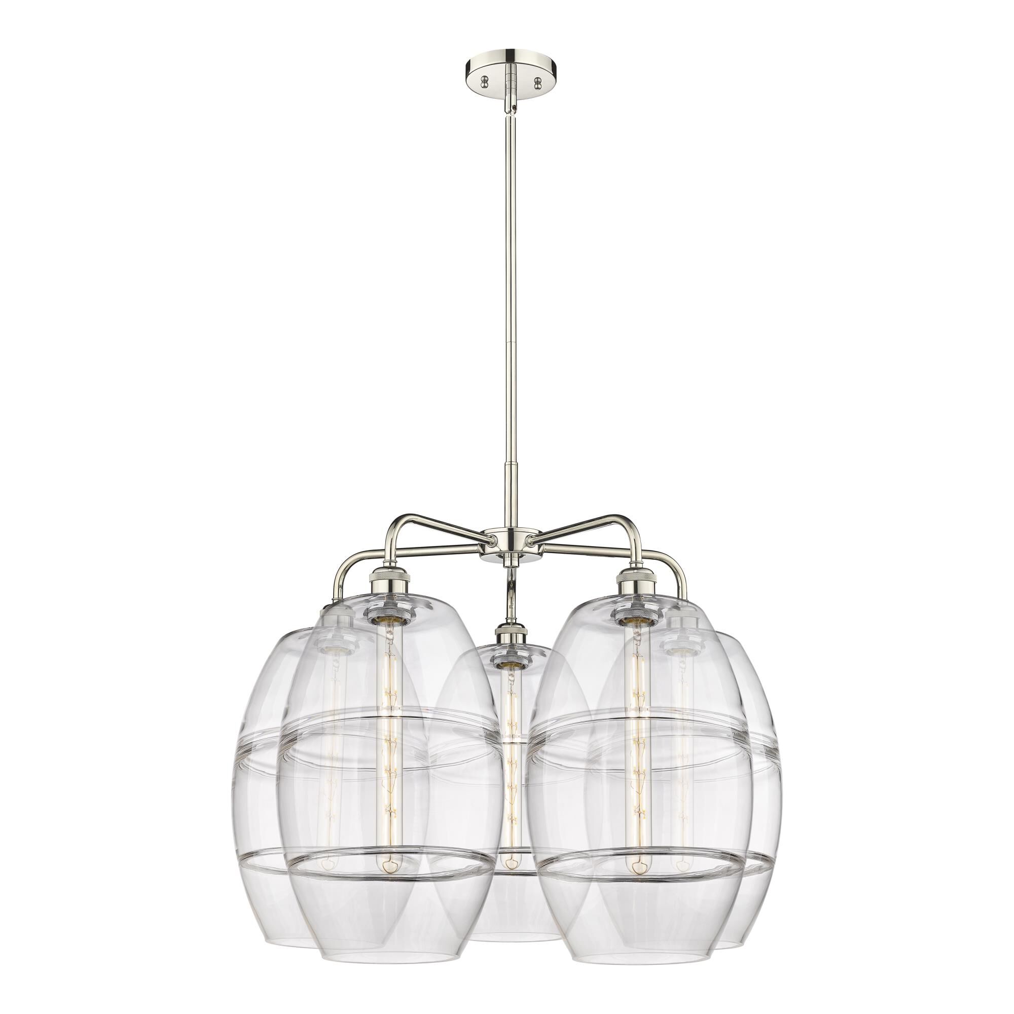 Shown in Polished Nickel finish and Clear glass