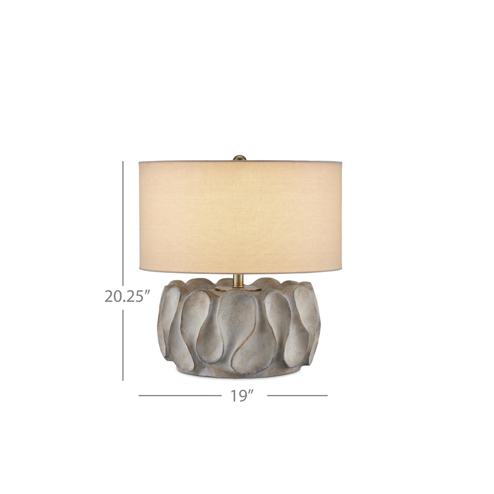Shown in Gray, Dark Gray and Brown, Light Antique Brass finish and Beige Linen shade