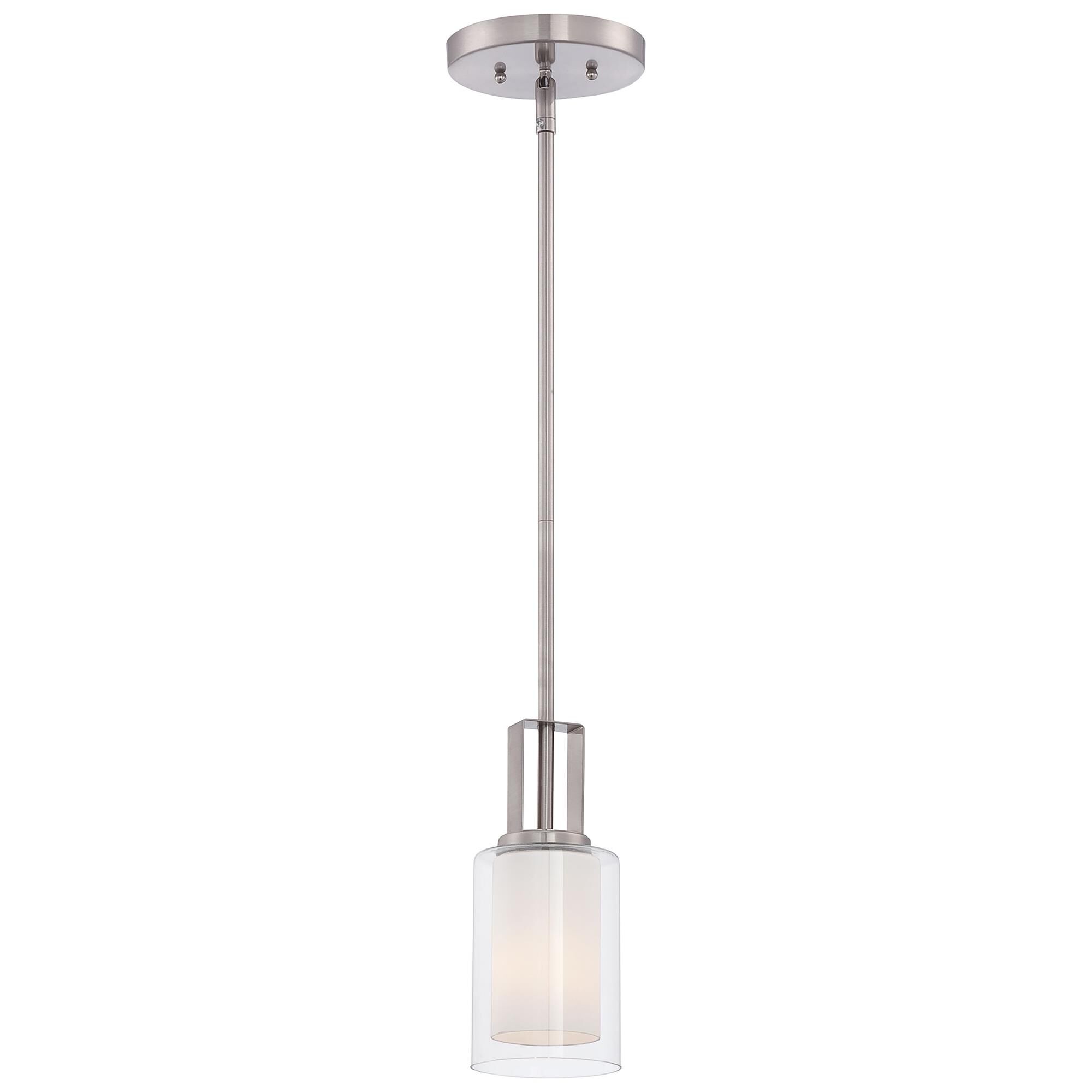 Shown in Brushed Nickel finish and Etched White glass