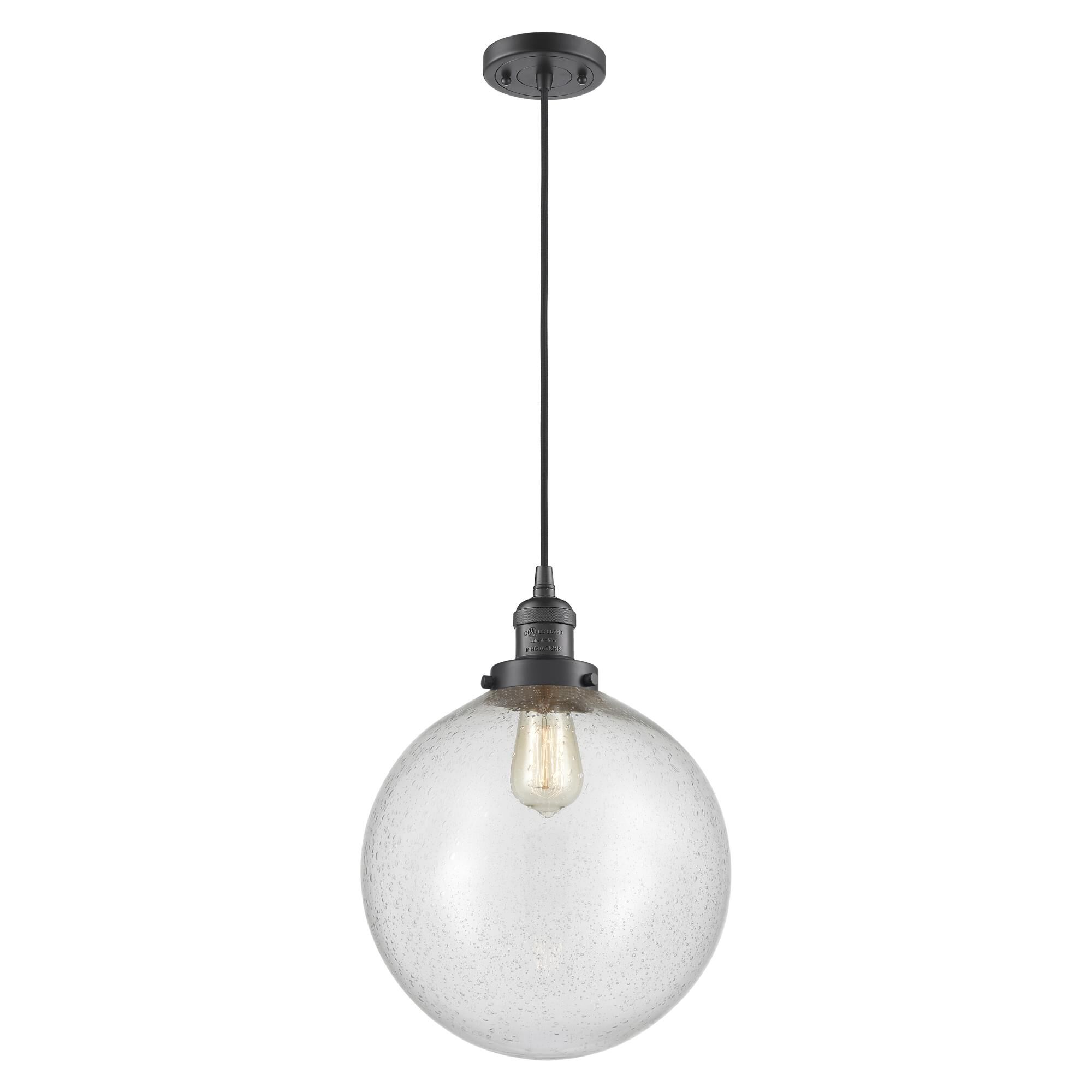 Shown in Oil Rubbed Bronze finish and Seedy Beacon glass