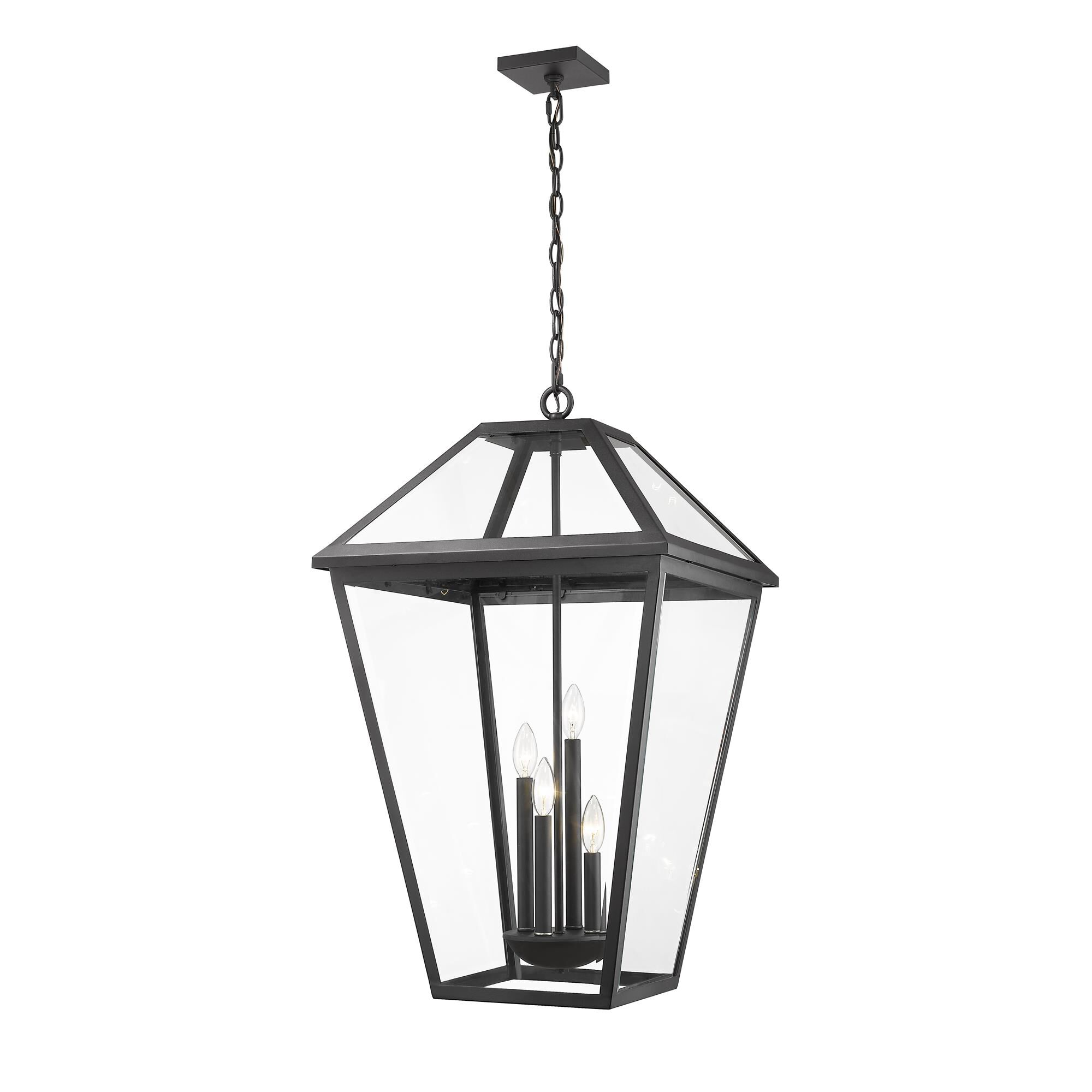 Shown in Black finish and Glass shade