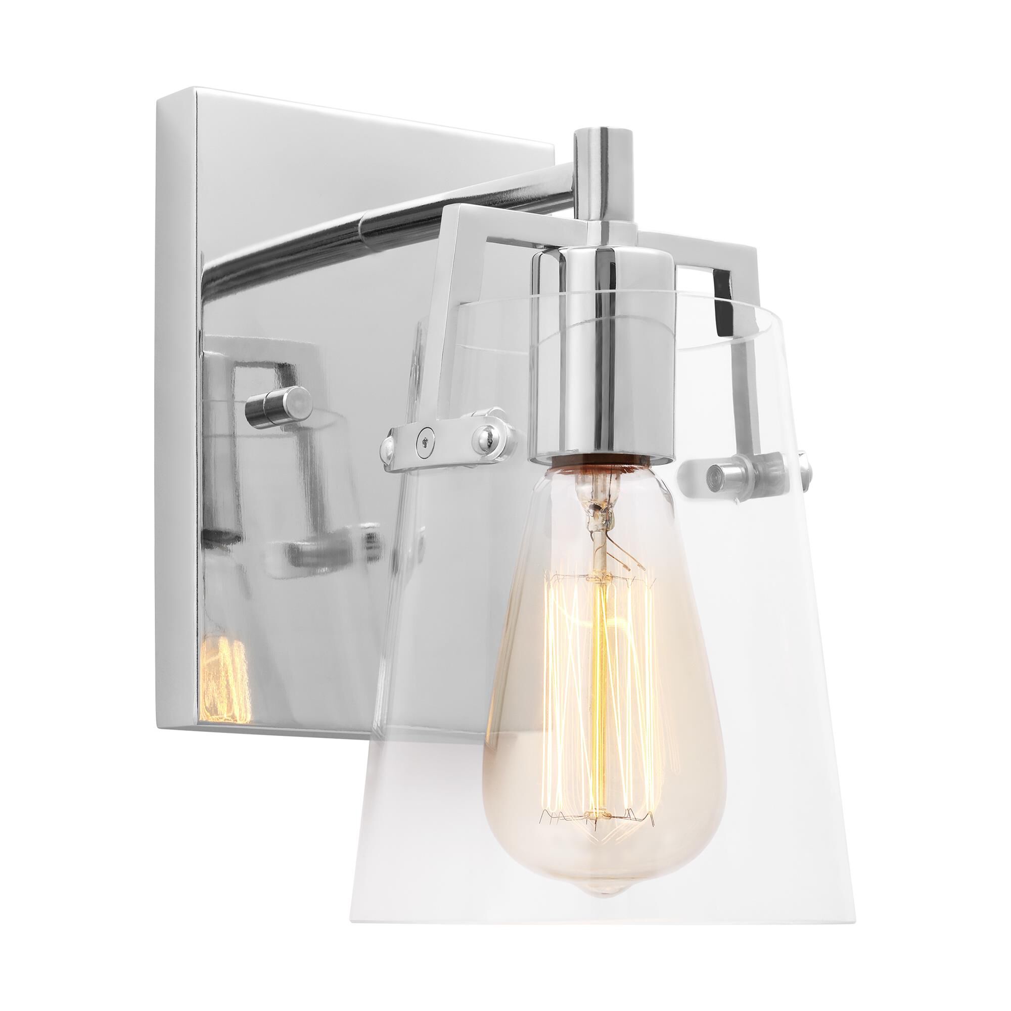 Shown in Chrome finish and Clear Glass shade