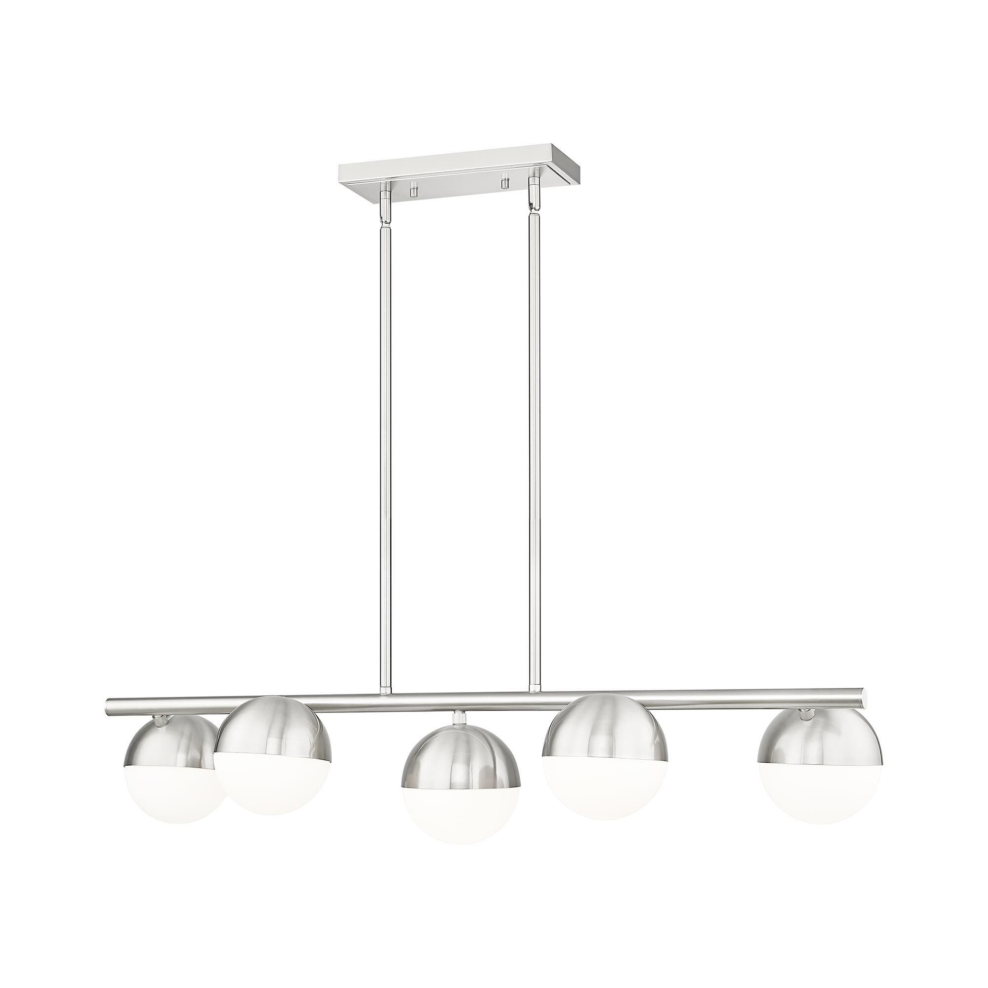 Shown in Brushed Nickel finish and Matte Opal glass and Matte Opal shade