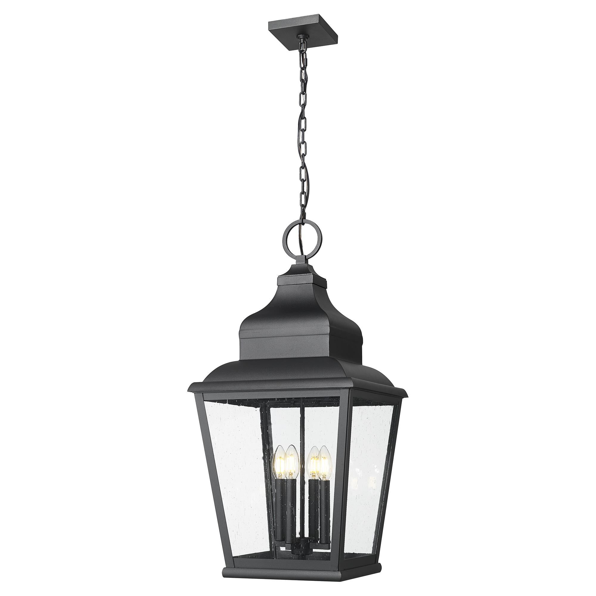 Shown in Sand Black finish and Clear Seedy glass