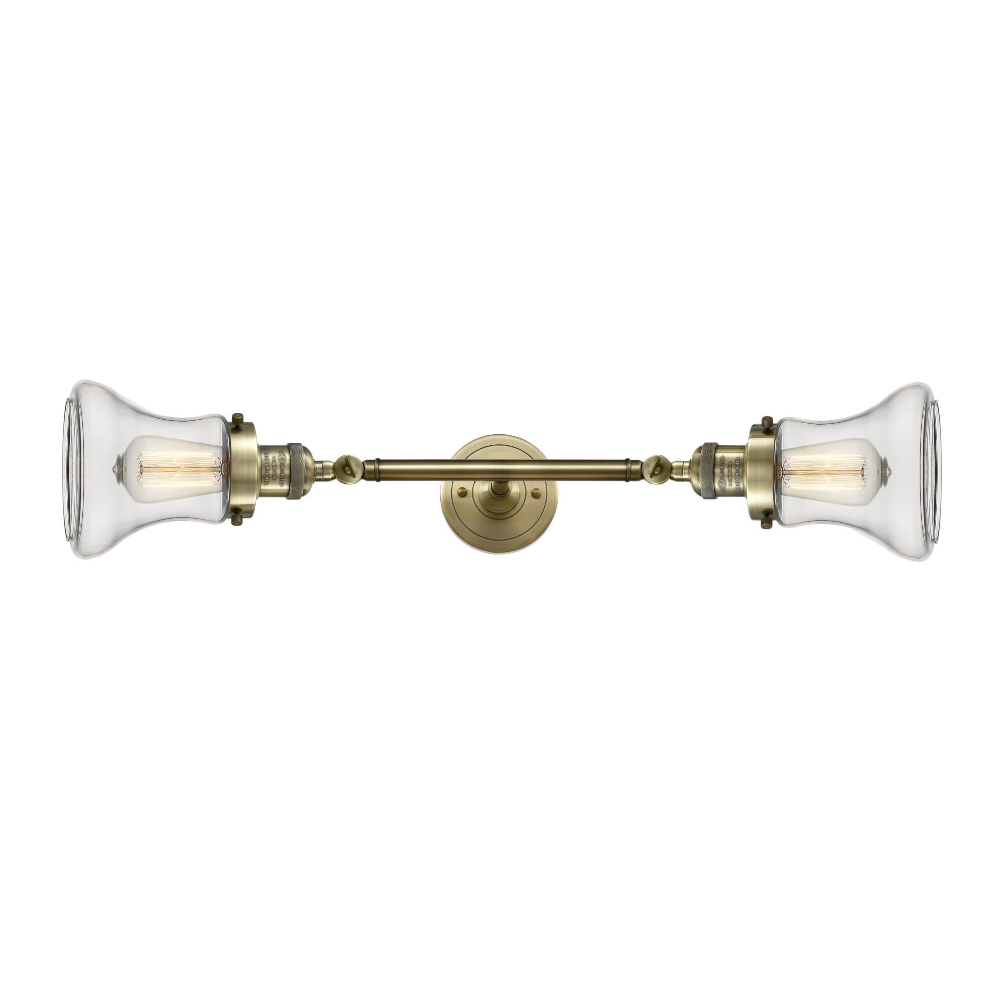 Shown in Antique Brass finish and Clear glass