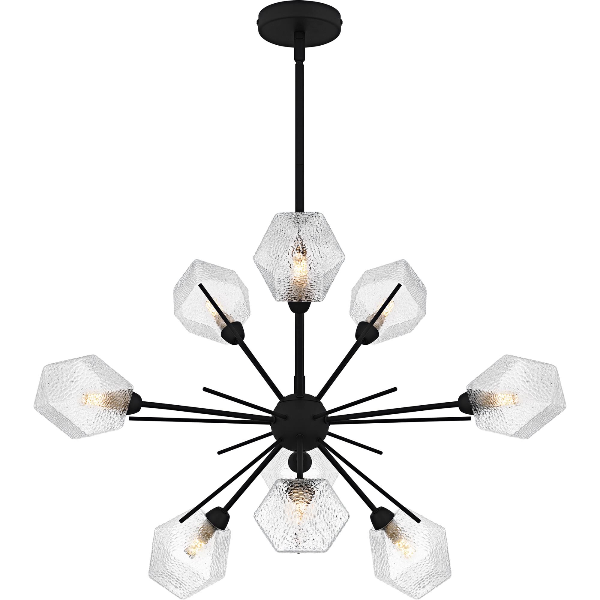 Shown in Earth Black finish and Clear Textured Glass shade