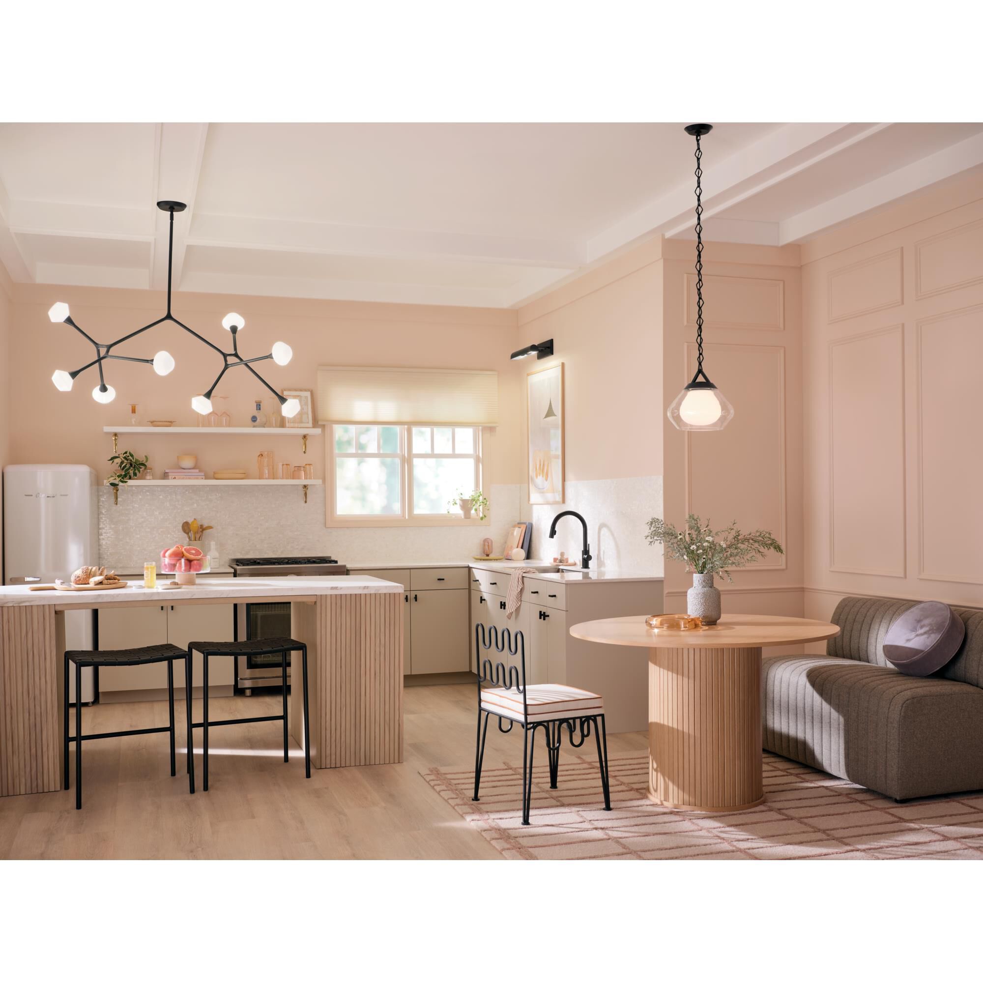 Shown in Black finish and Opal glass