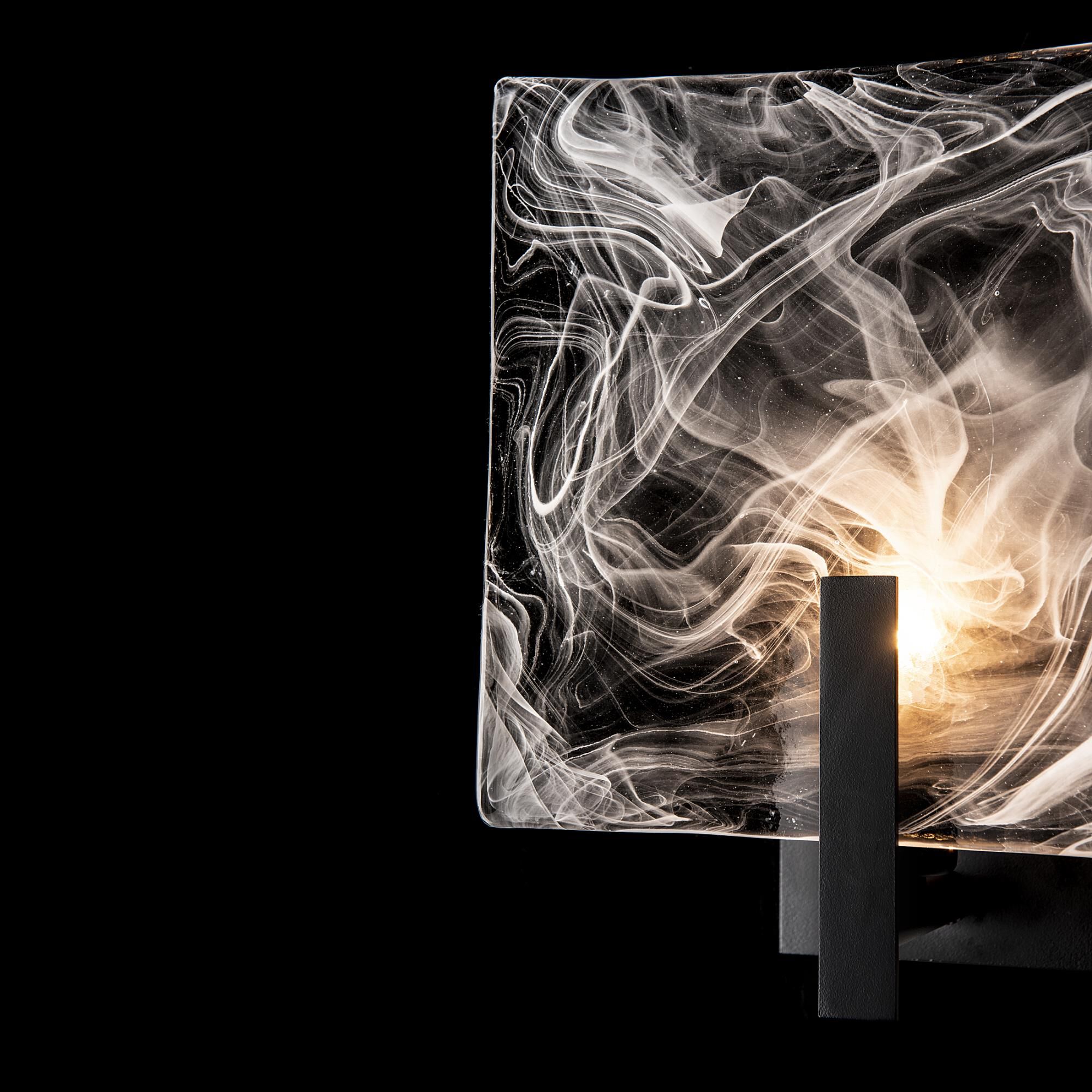 Shown in Black finish and White Swirl glass