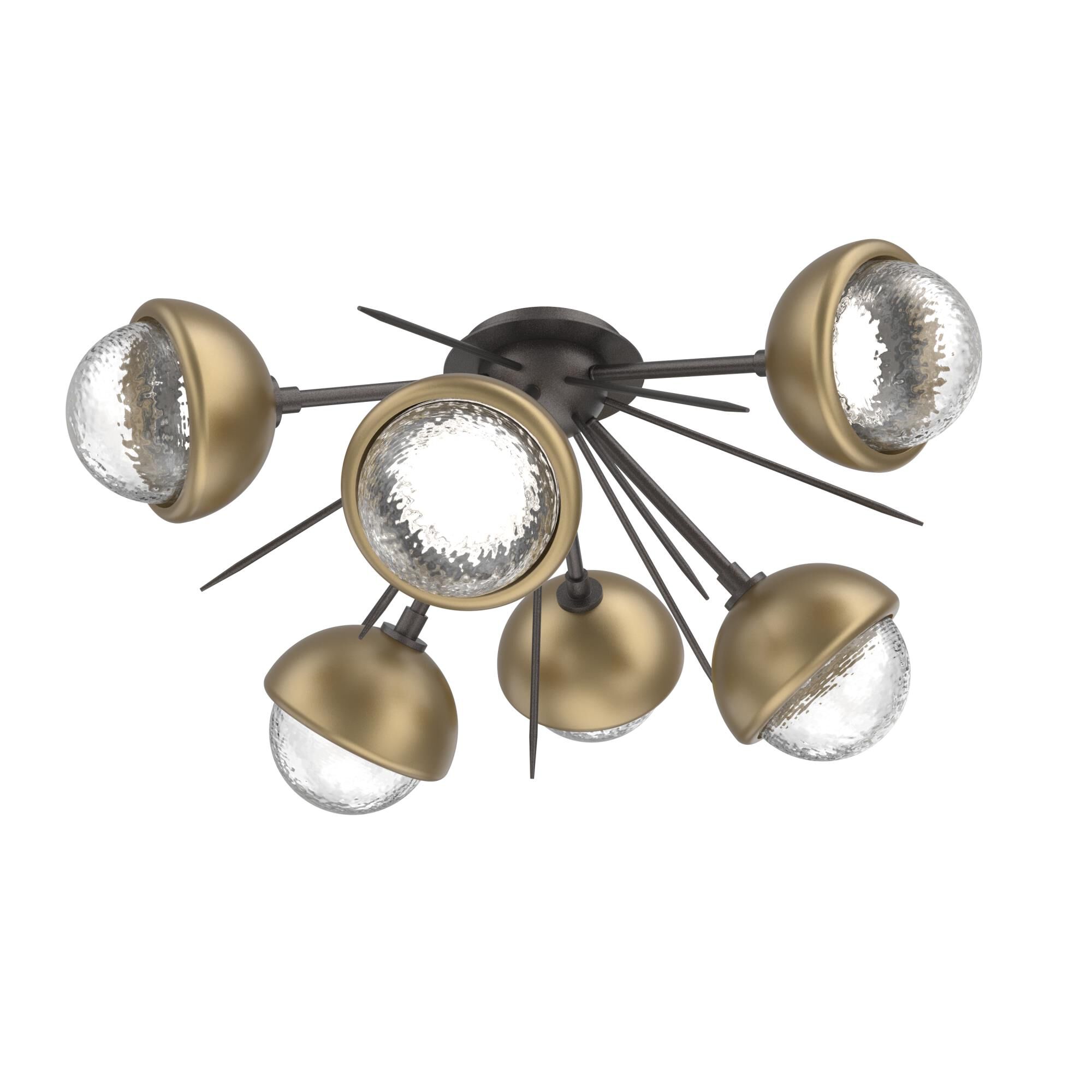 Shown in Graphite finish and Clear glass and Gilded Brass accent