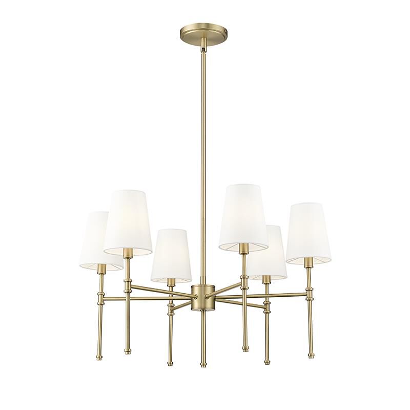 Shown in Vintage Brass finish and White shade