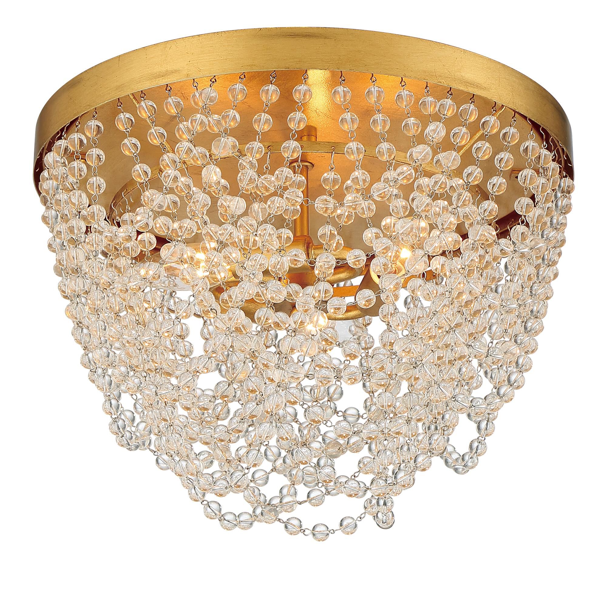 Shown in Antique Gold finish and Clear Glass Beads crystal