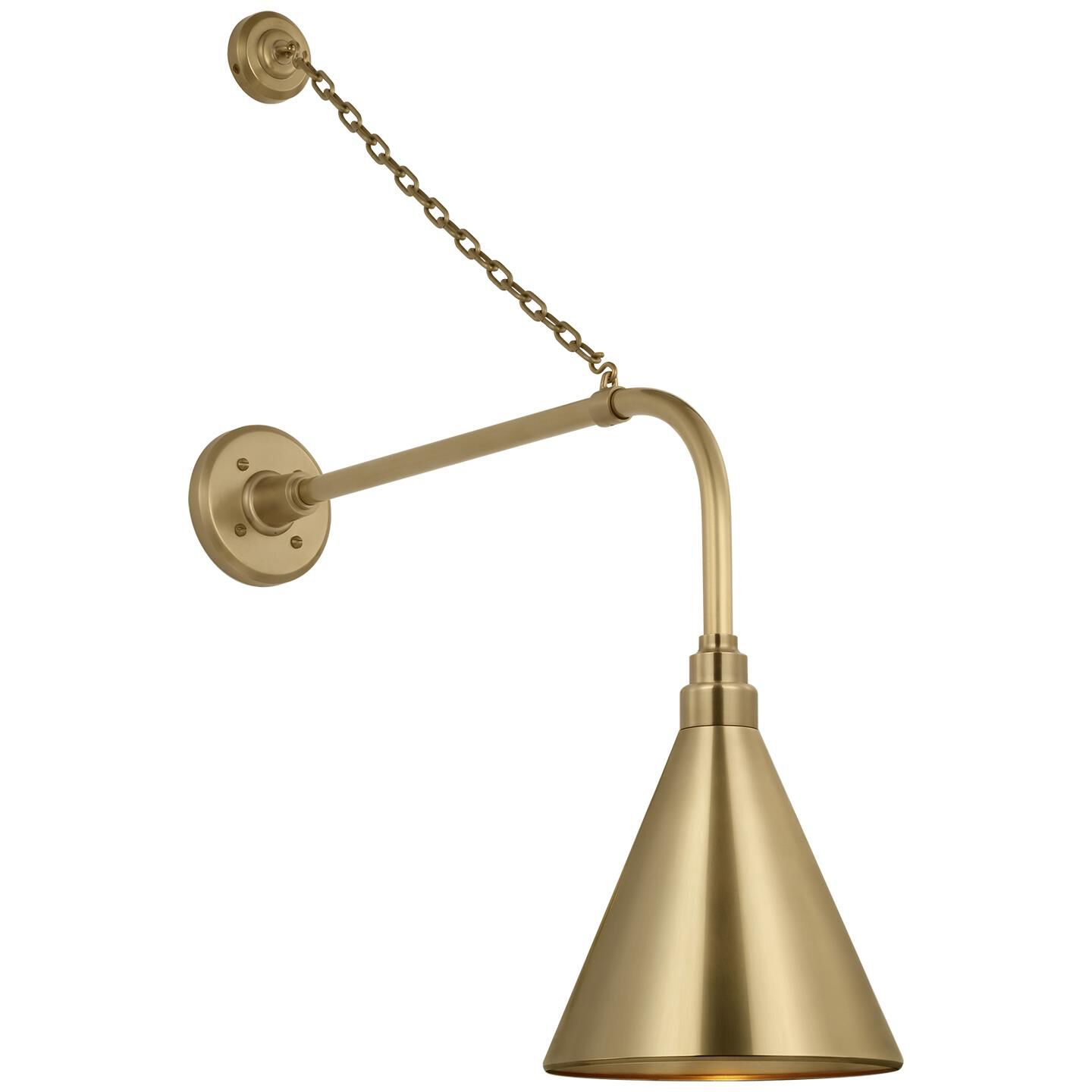 Shown in Hand-Rubbed Antique Brass finish and Gold shade