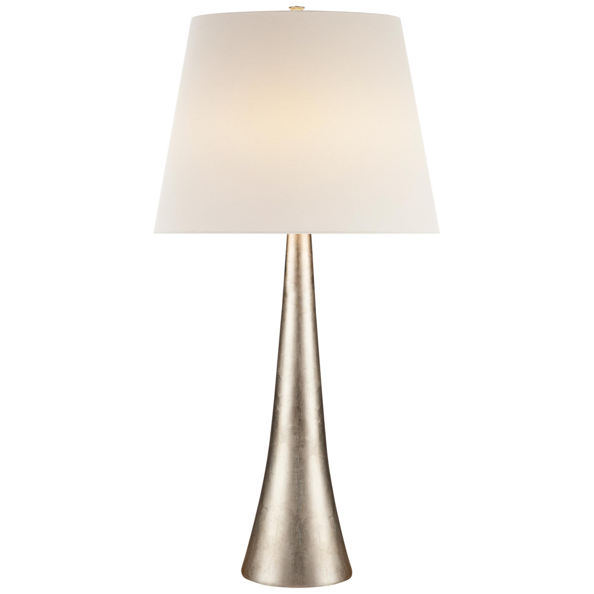 Shown in Burnished Silver Leaf finish and Linen shade