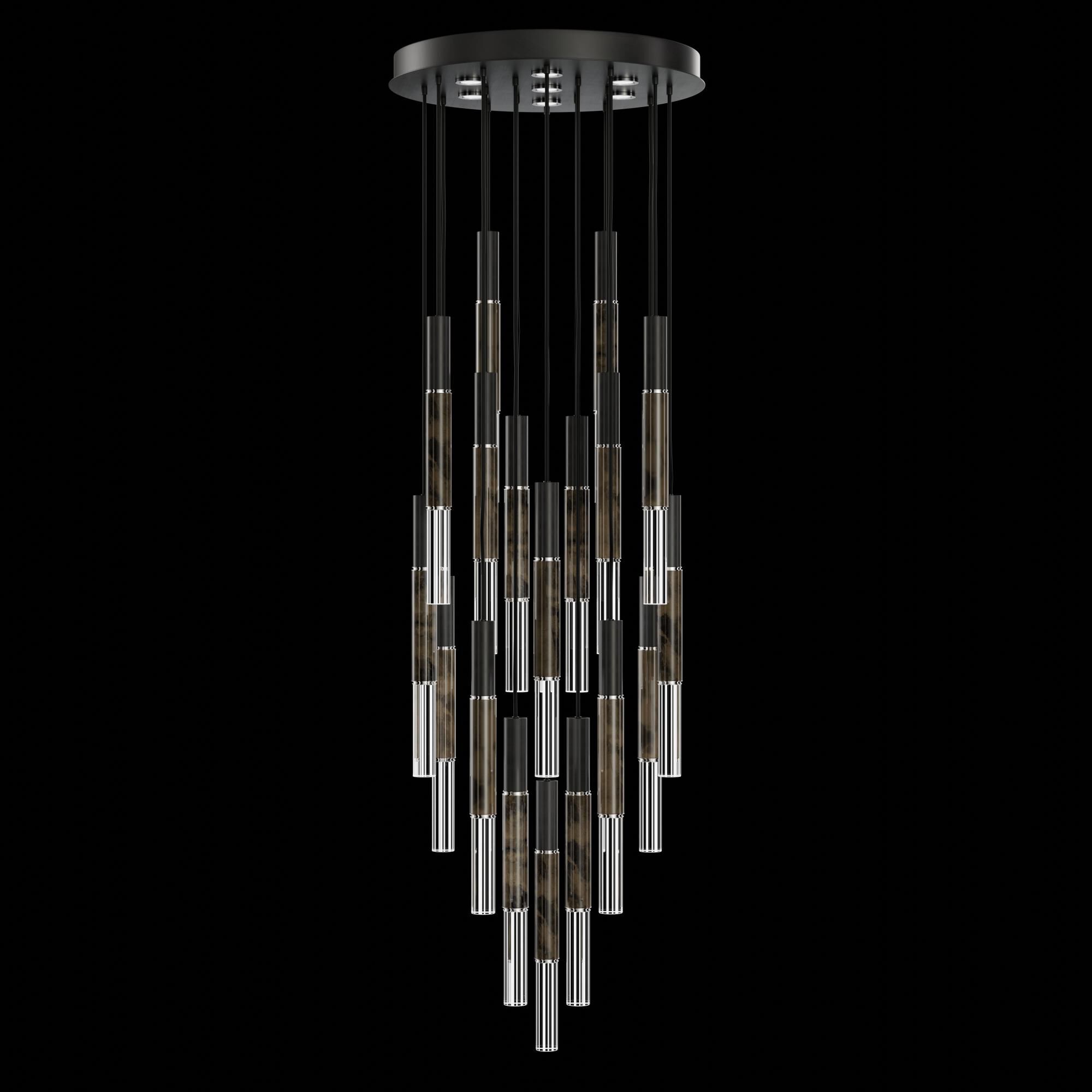 Shown in Black finish and True crystal and False glass