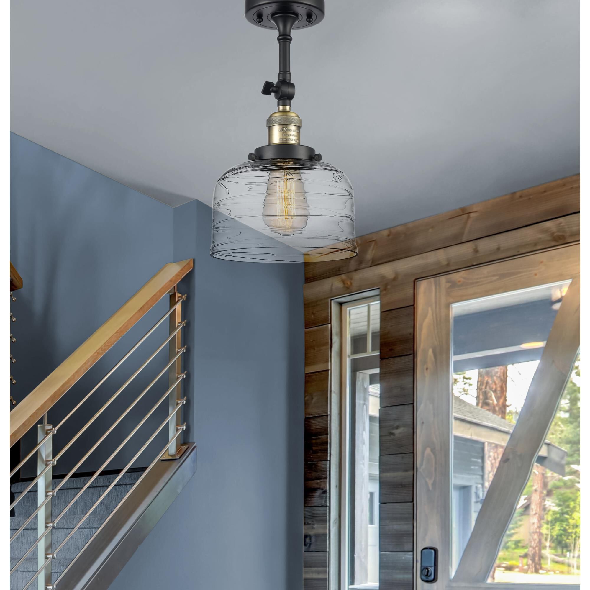 Shown in Black Antique Brass finish and Clear glass