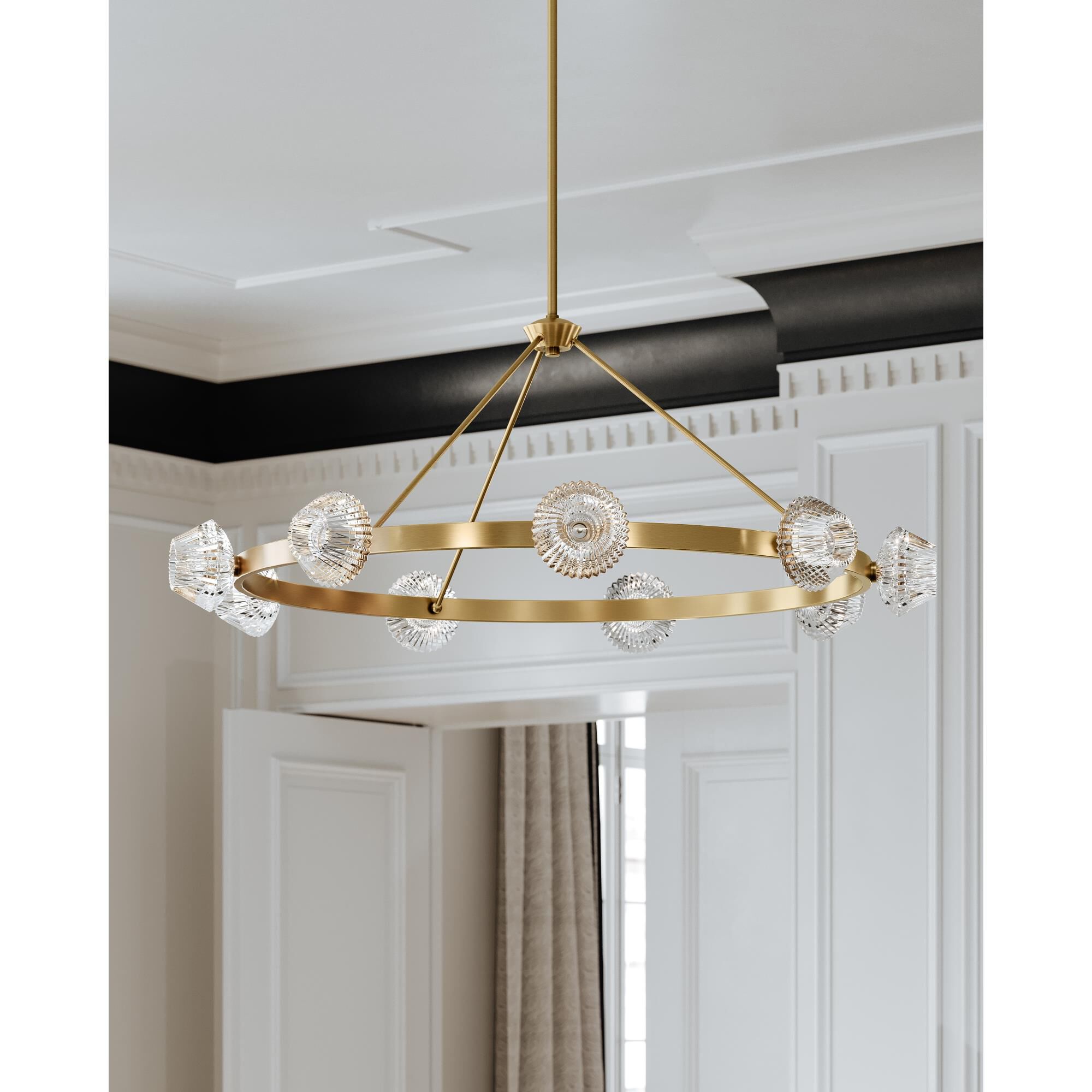 Shown in Aged Brass finish and Glass shade